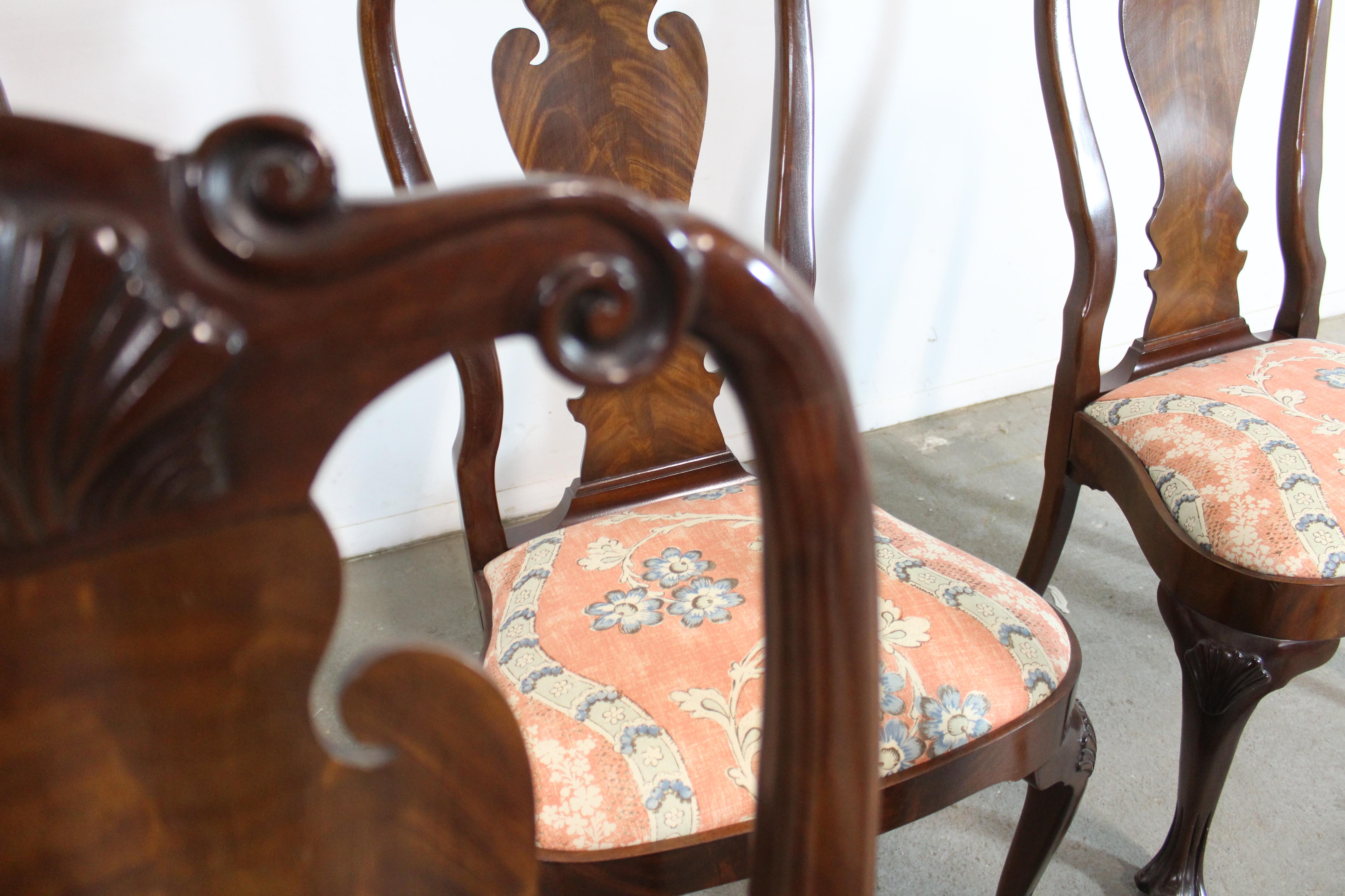 Set of 6 Georgian/Queen Anne Solid Mahogany Dining Side Chairs 8