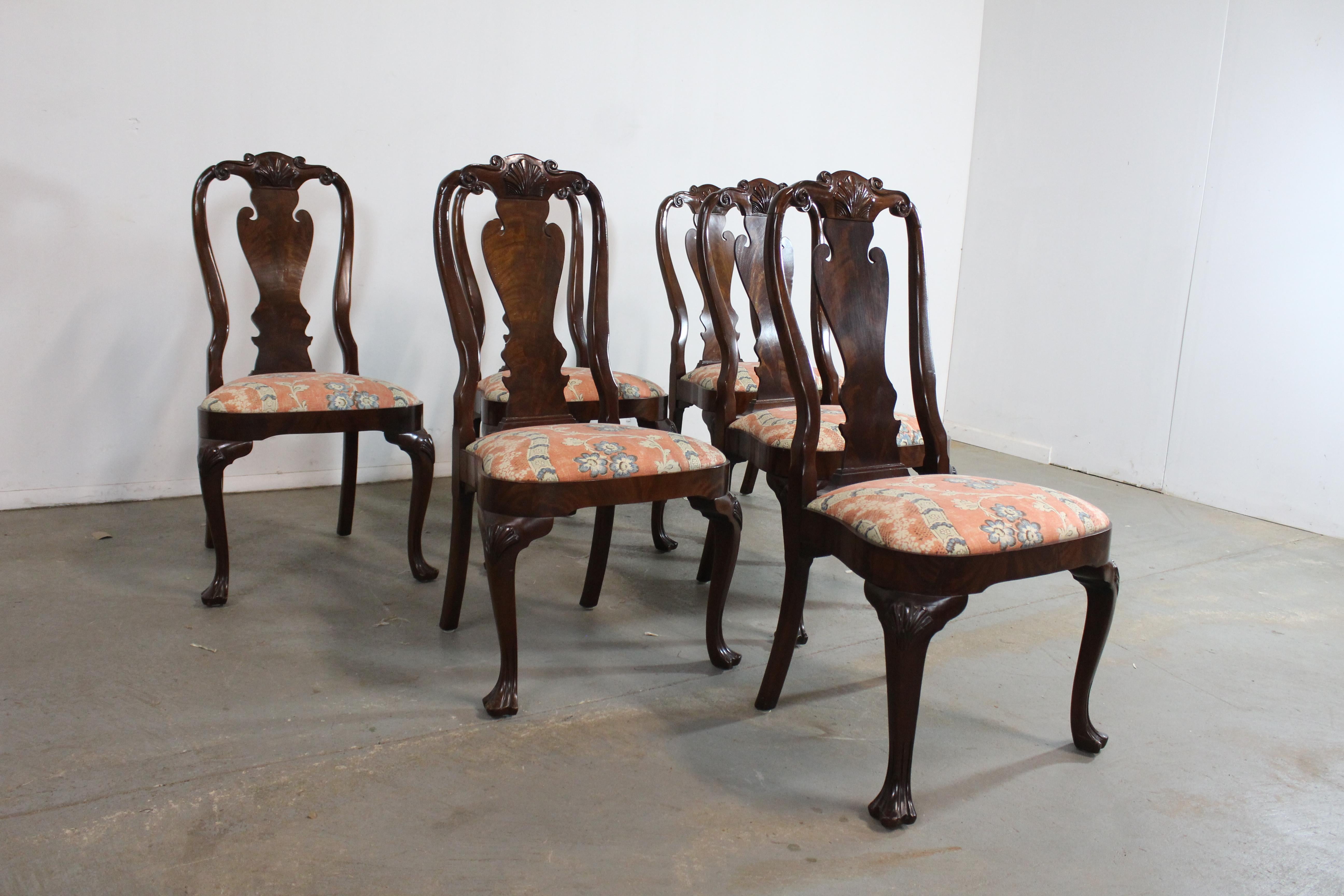 Set of 6 Georgian/Queen Anne Solid Mahogany Dining Side Chairs 4