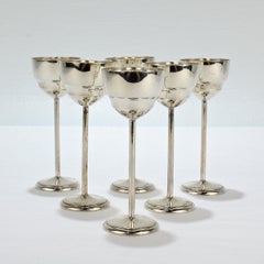 Ensemble de 6 verres à cordial ou à liqueur en argent massif .800 Art Déco allemand