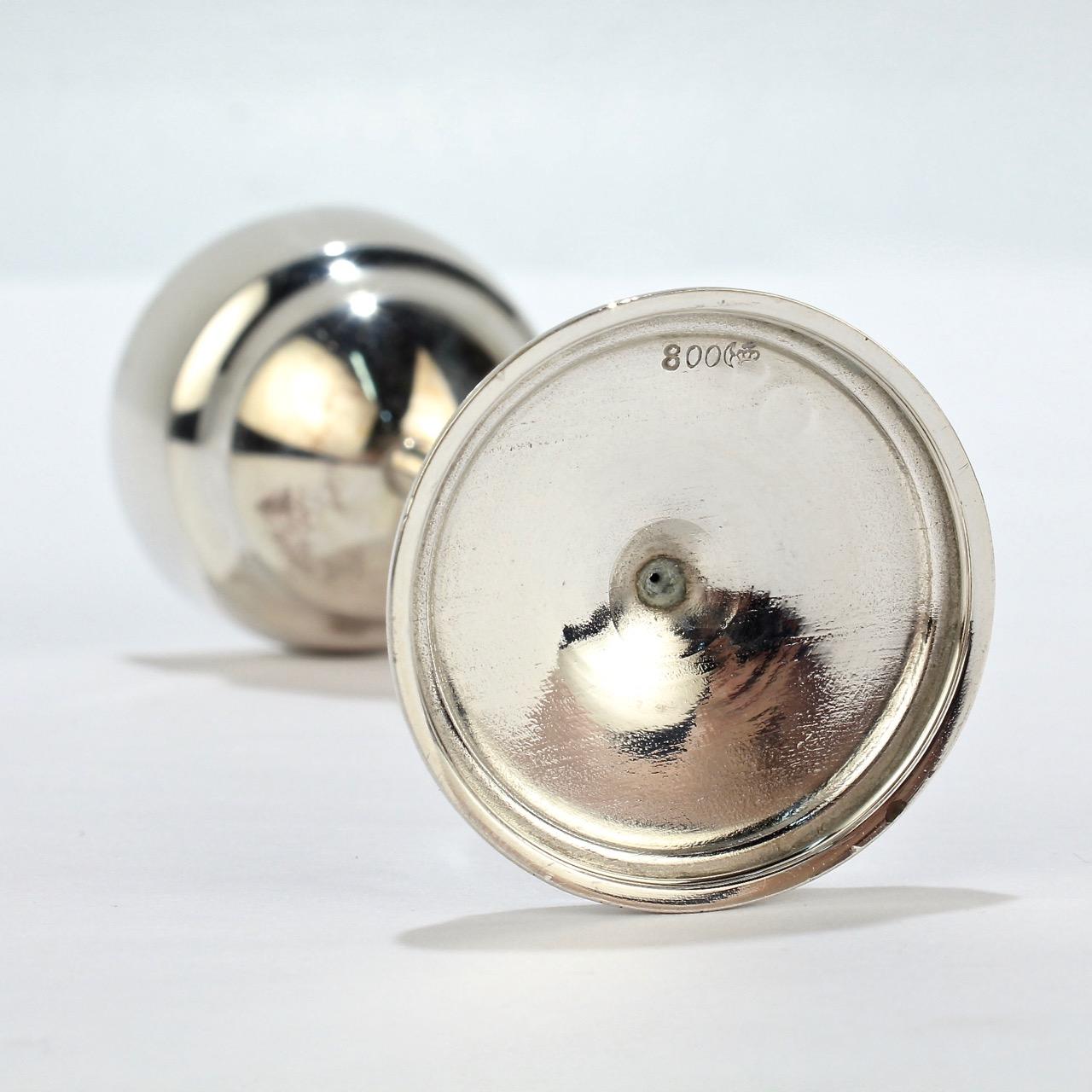 Juego de 6 copas de licor o cordiales de plata maciza .800 de estilo Art Déco alemán en venta 1