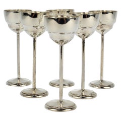 Set of 6 German Art Deco .800 Solid Silver Cordial or Liquor Glasses