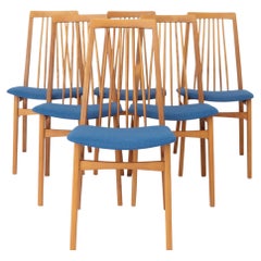 6er-Set deutscher Esszimmerstühle, 1960er Jahre Stühle aus massiver Buche im Mid-Century-Stil