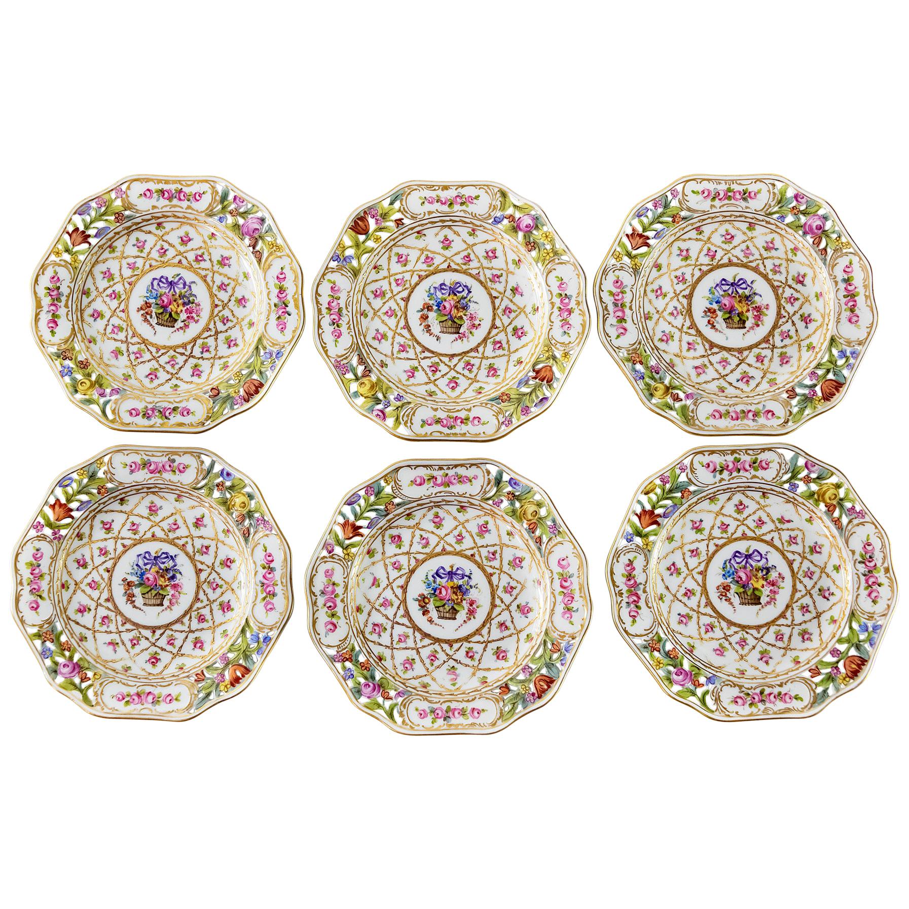 Set of 6 German Porcelain Hand Painted Plates