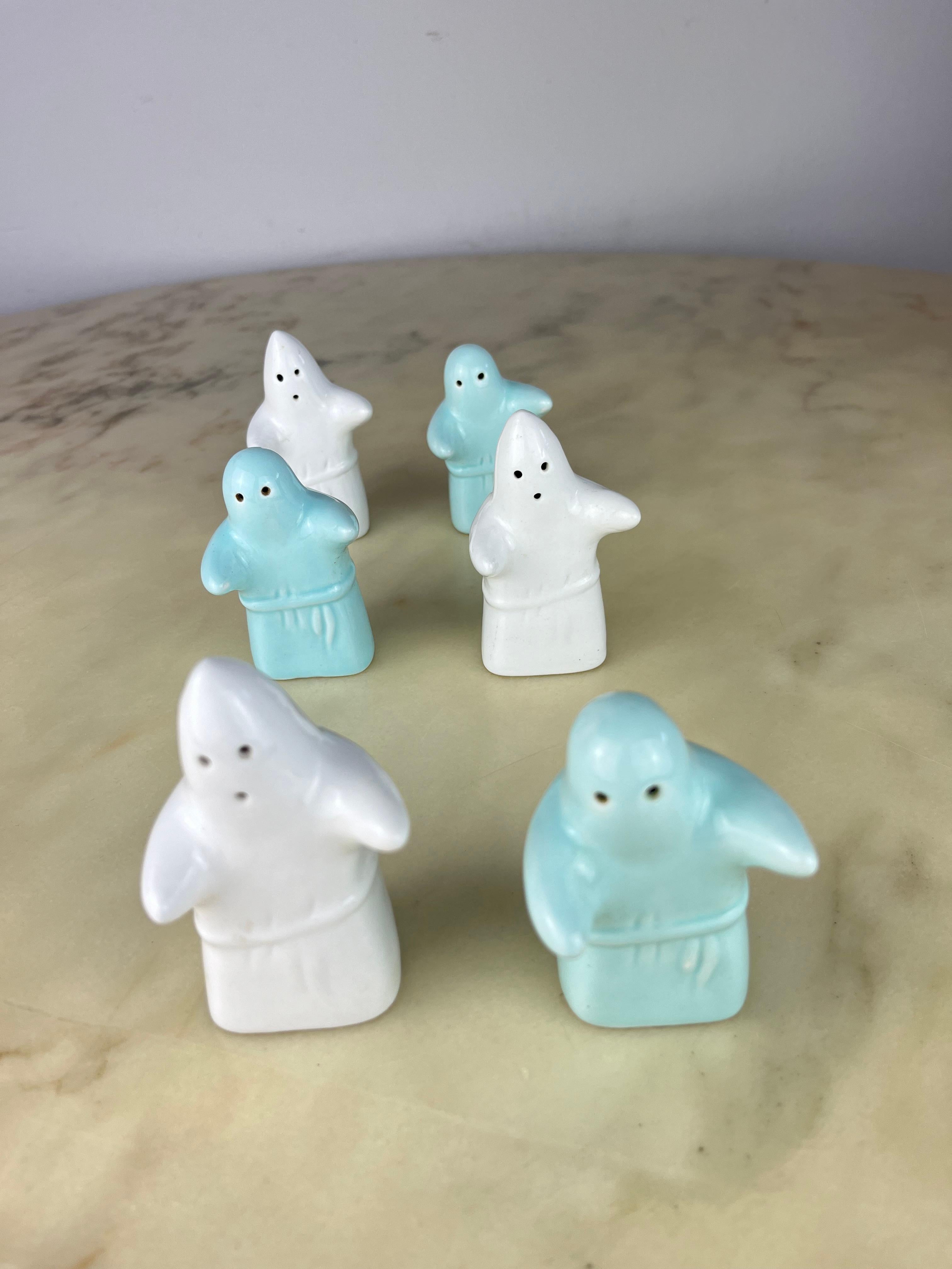 Set of 6 Ghost Salt and Pepper Dispensers, Italy, 1980s  In Excellent Condition For Sale In Palermo, IT