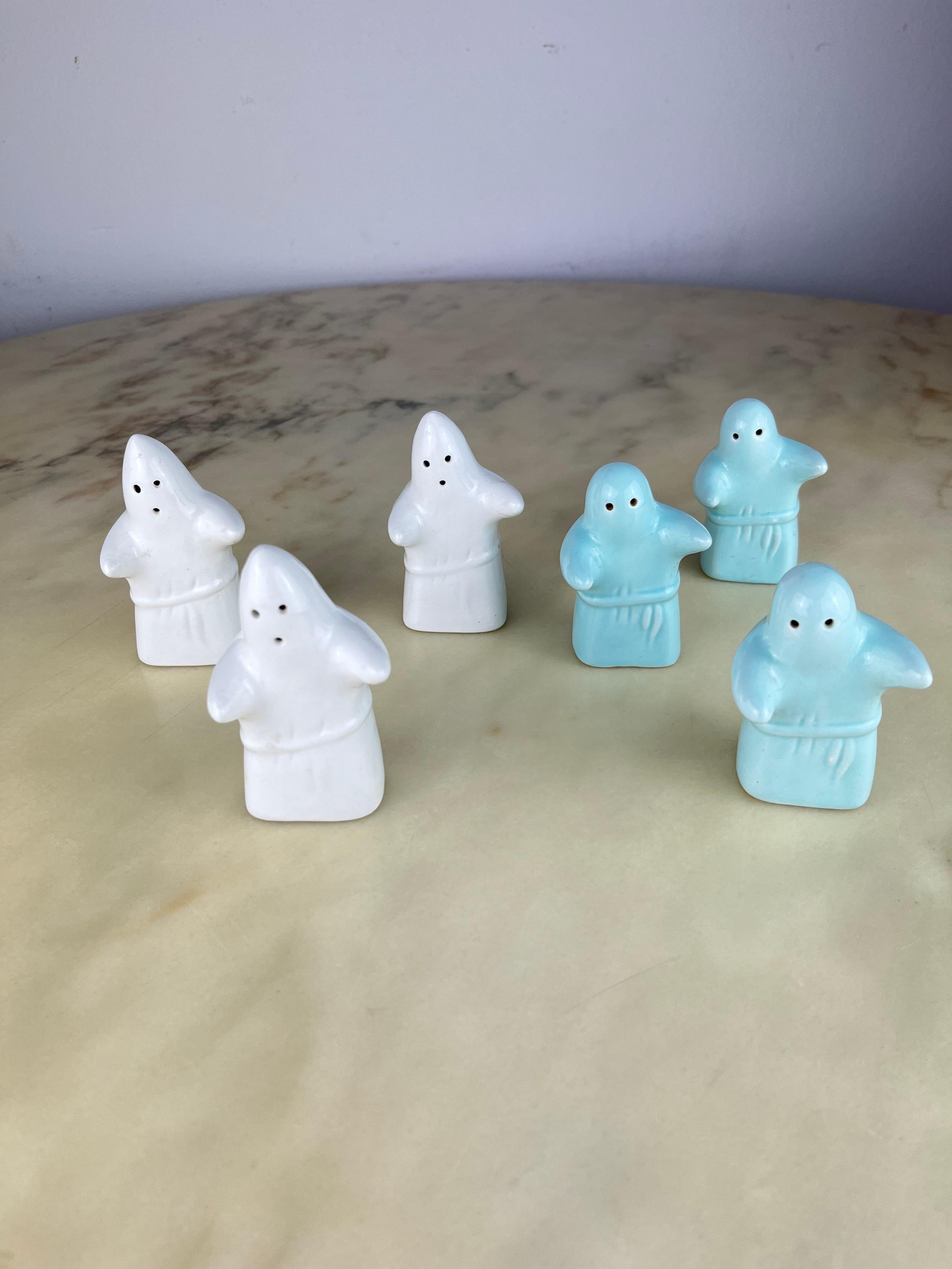 Late 20th Century Set of 6 Ghost Salt and Pepper Dispensers, Italy, 1980s  For Sale