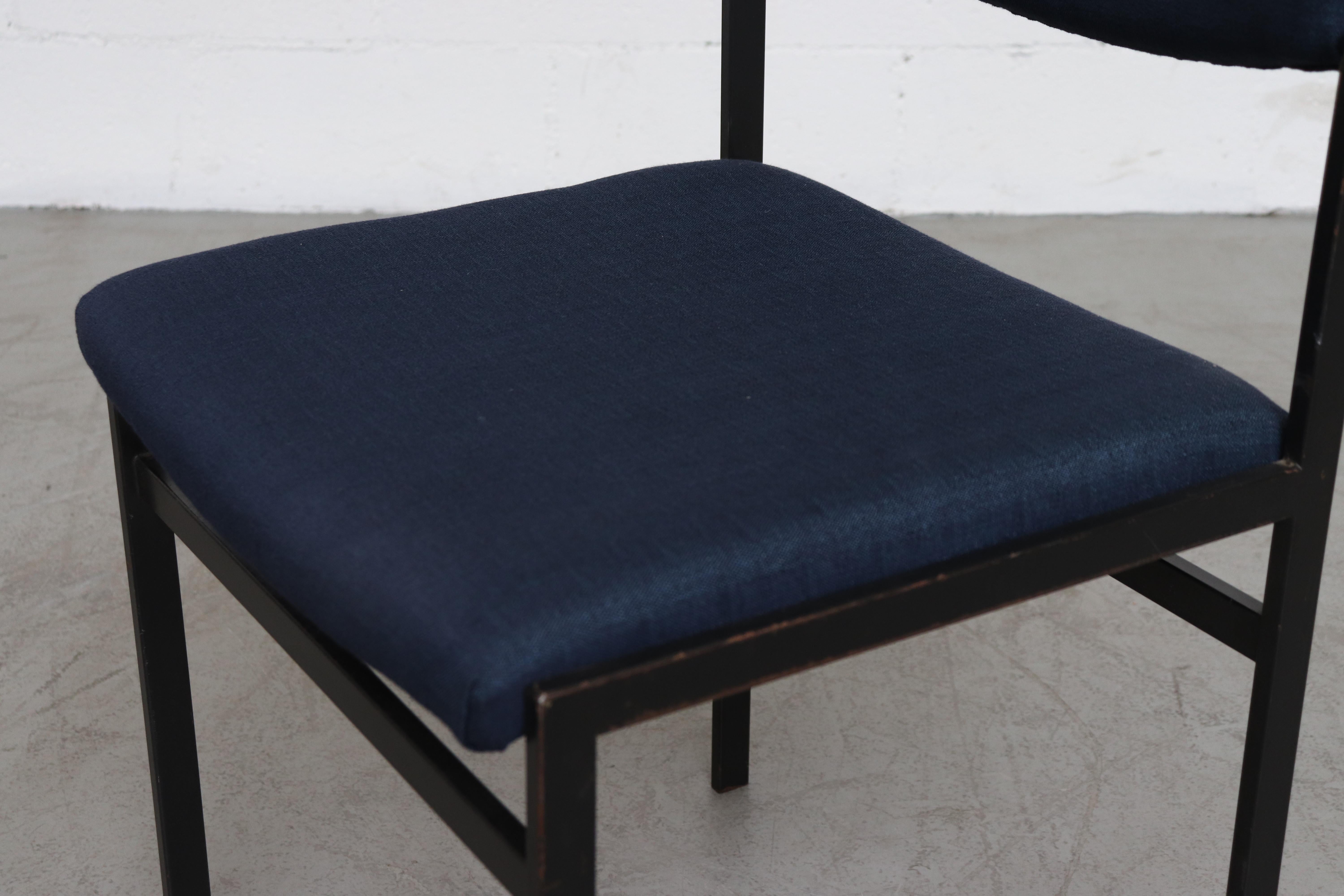 Set of 6 Gijs van der Sluis 'Attributed' Dining Chairs in New Indigo Upholstery 2