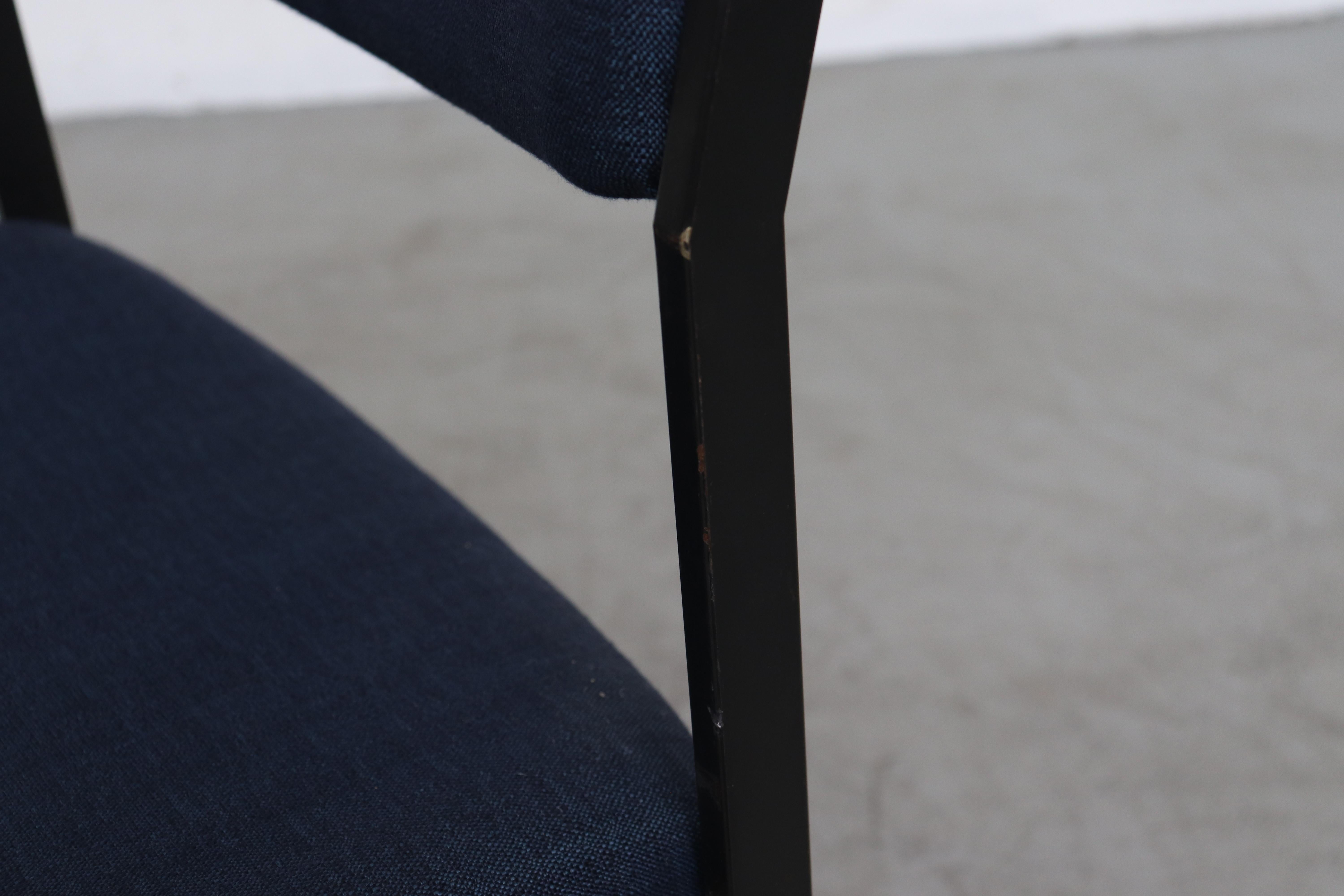 Set of 6 Gijs van der Sluis 'Attributed' Dining Chairs in New Indigo Upholstery 3