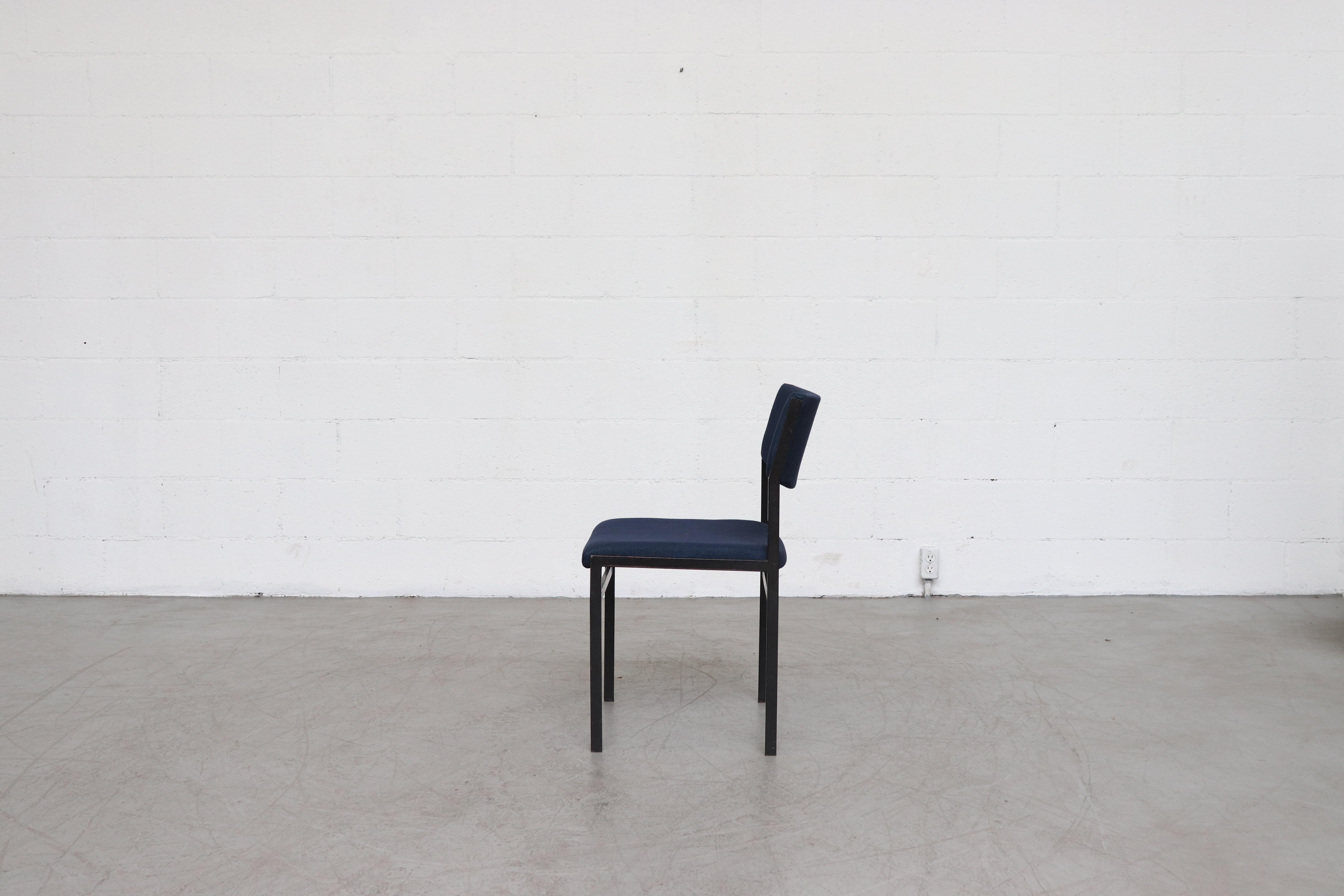 Enameled Set of 6 Gijs van der Sluis 'Attributed' Dining Chairs in New Indigo Upholstery