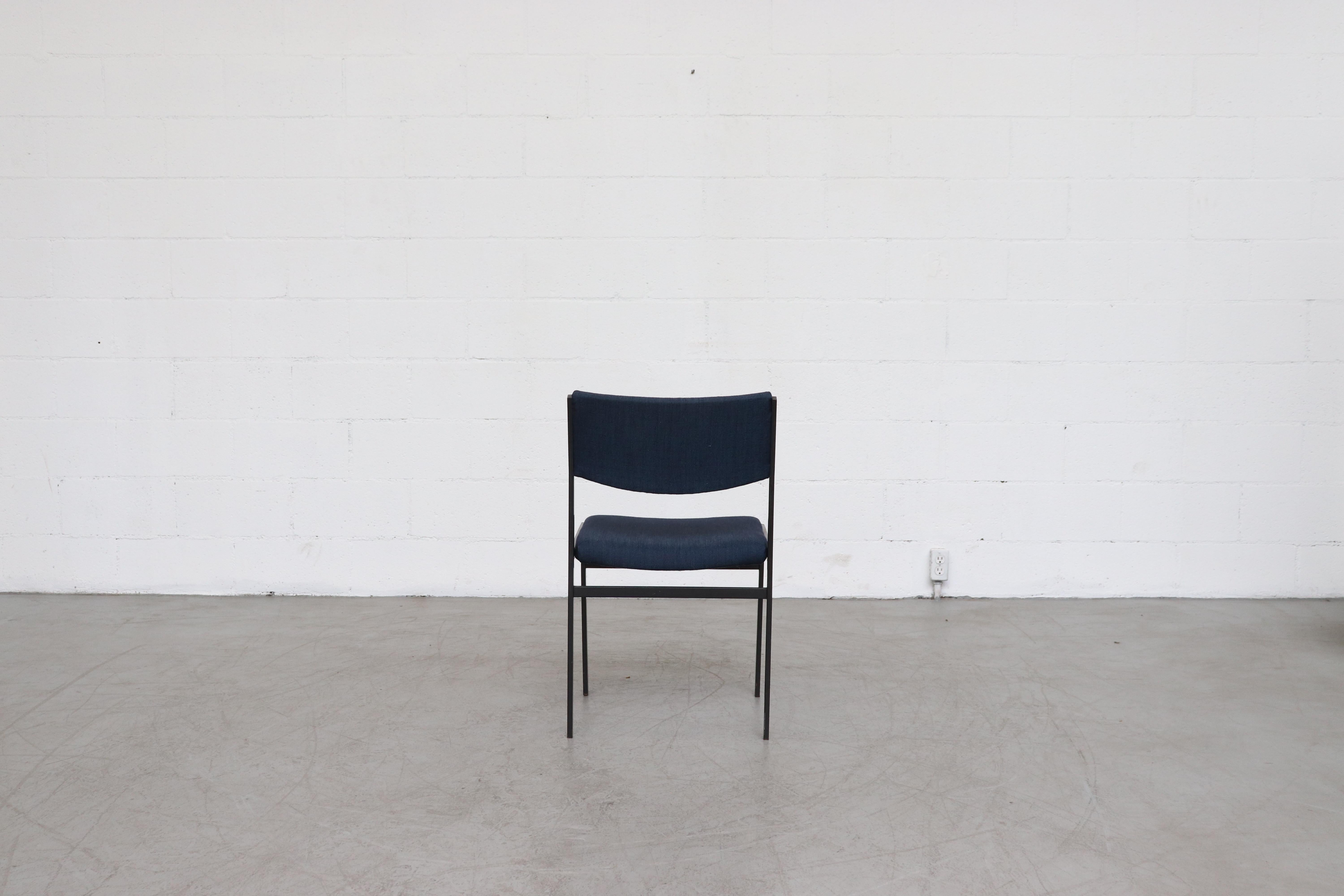 Mid-20th Century Set of 6 Gijs van der Sluis 'Attributed' Dining Chairs in New Indigo Upholstery