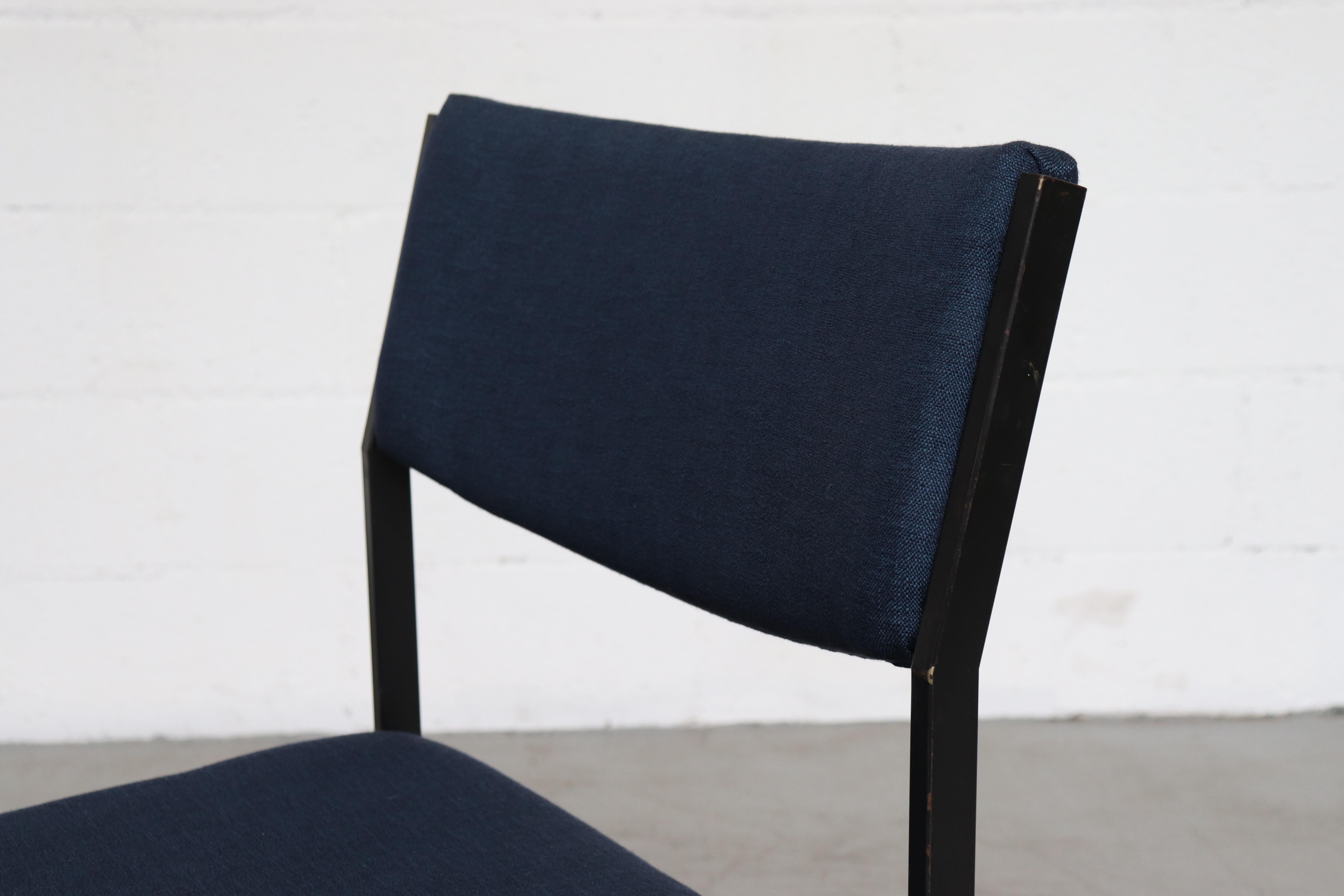 Set of 6 Gijs van der Sluis 'Attributed' Dining Chairs in New Indigo Upholstery 1
