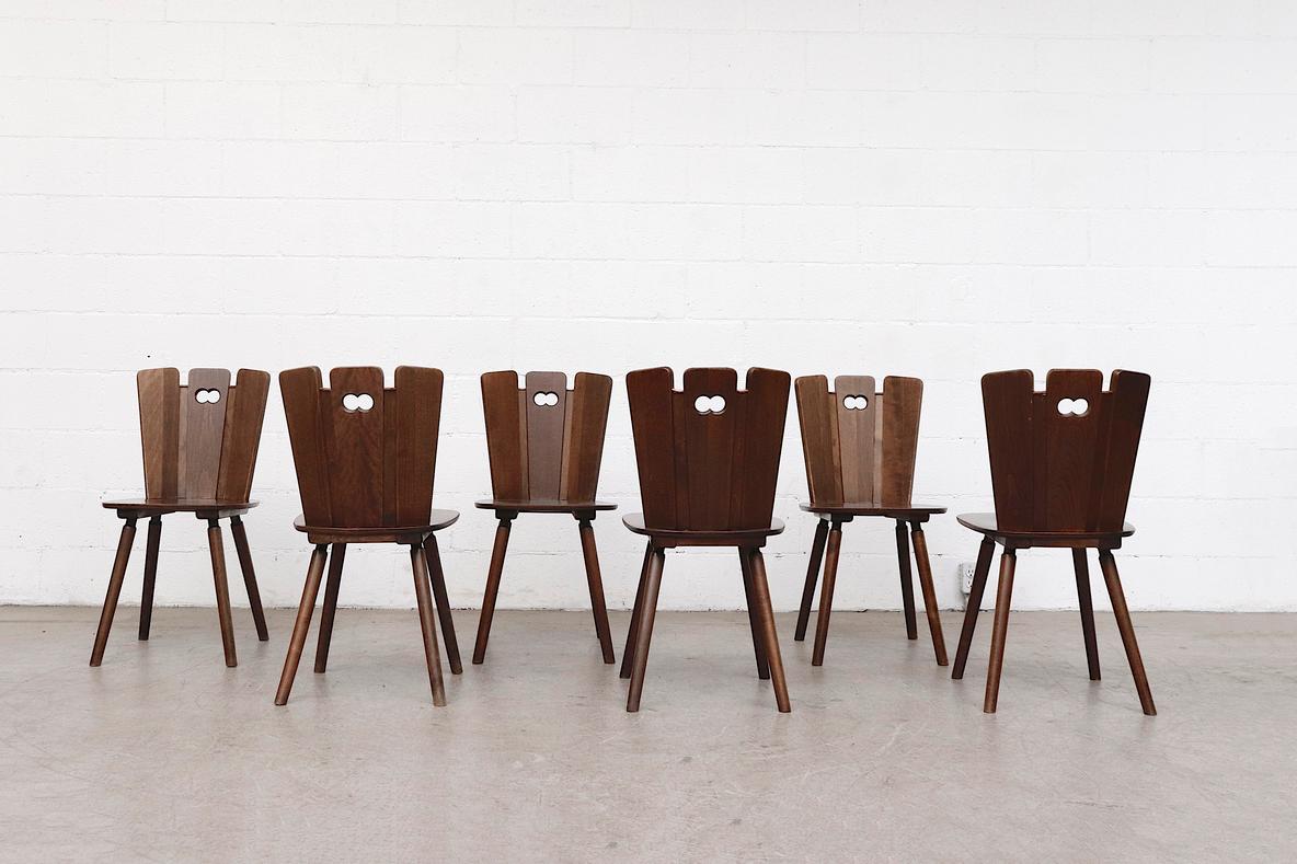Mid-Century Modern Set of 6 Gilbert Marklund Style Fan Back Brutalist Dining Chairs For Sale