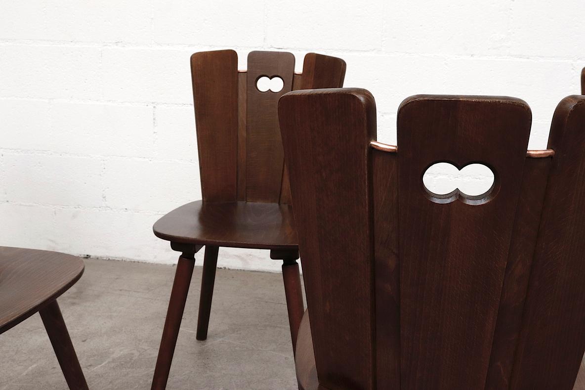 Dutch Set of 6 Gilbert Marklund Style Fan Back Brutalist Dining Chairs For Sale