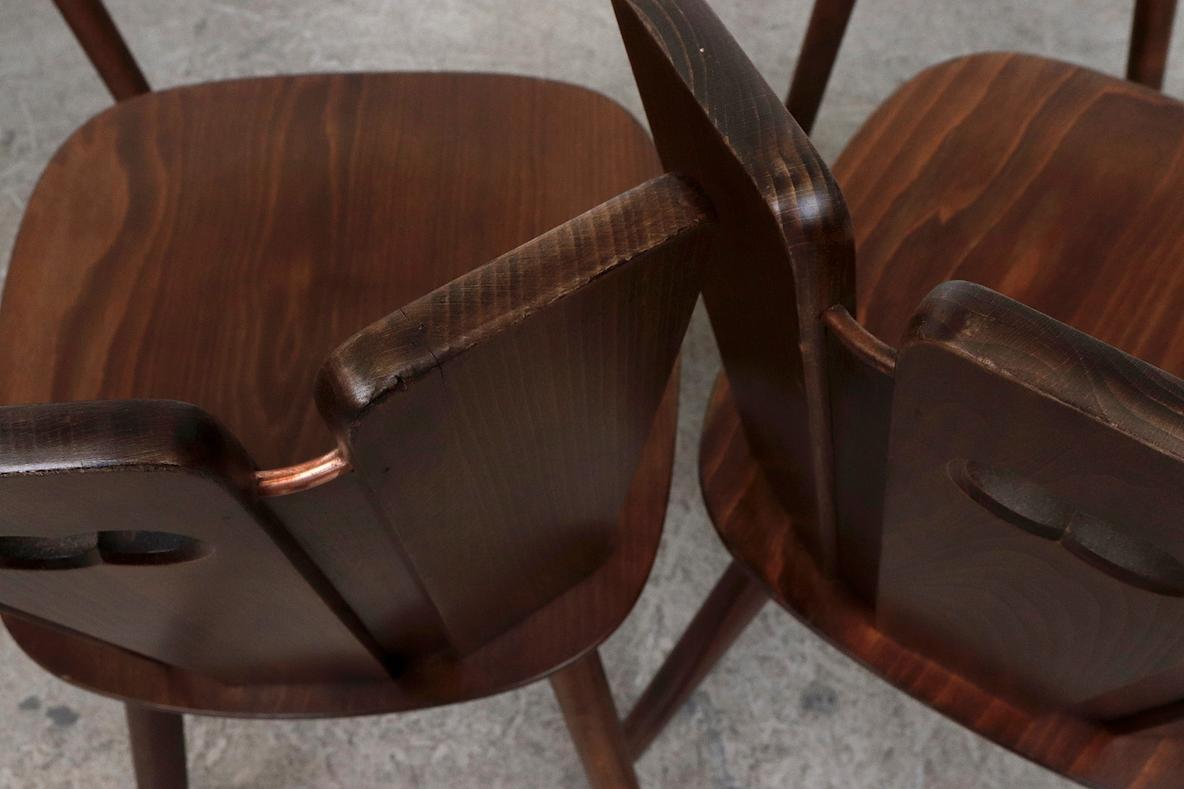 Late 20th Century Set of 6 Gilbert Marklund Style Fan Back Brutalist Dining Chairs For Sale