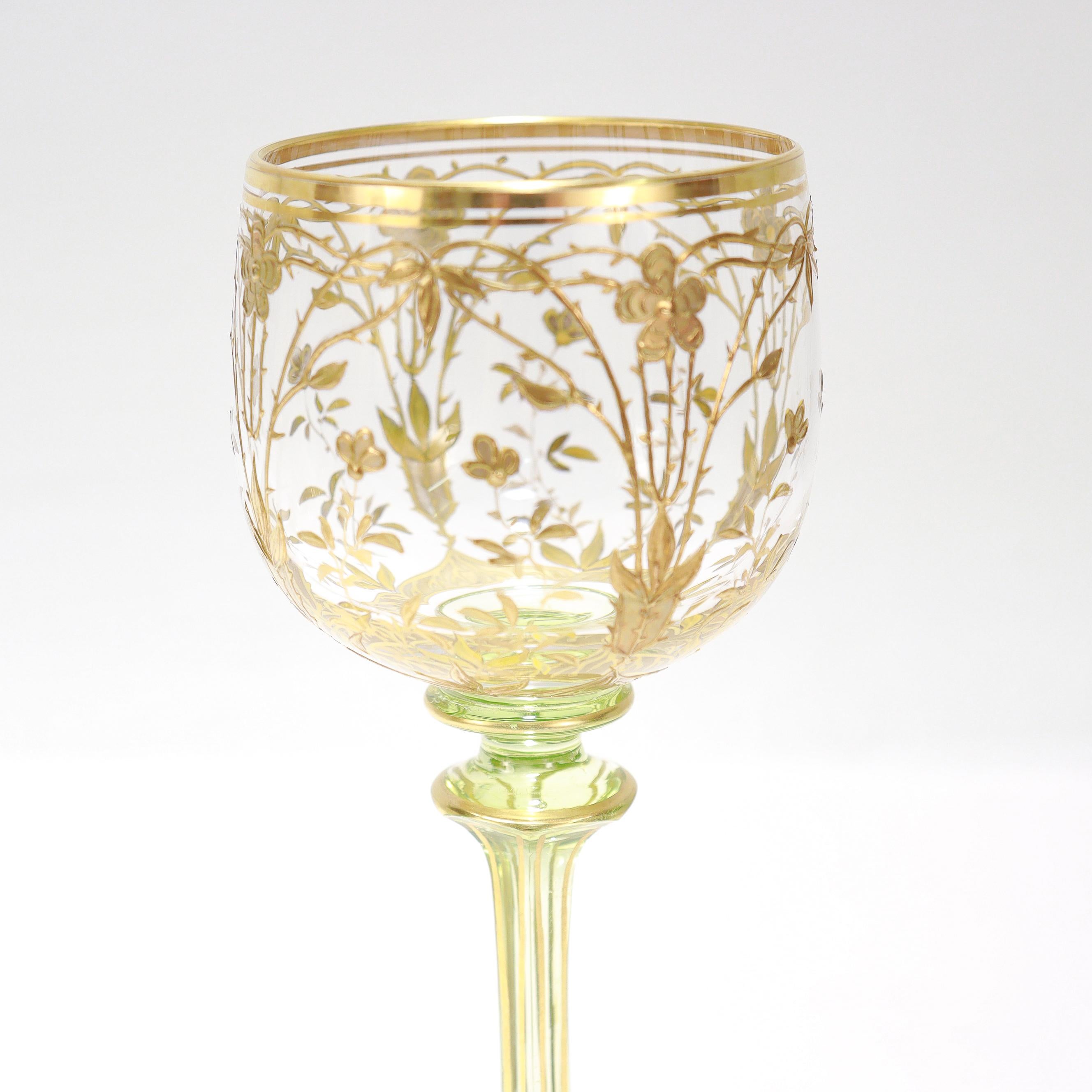 Ensemble de 6 gobelets à vin en verre transparent et vert de style Art nouveau allemand ou bohème en vente 8