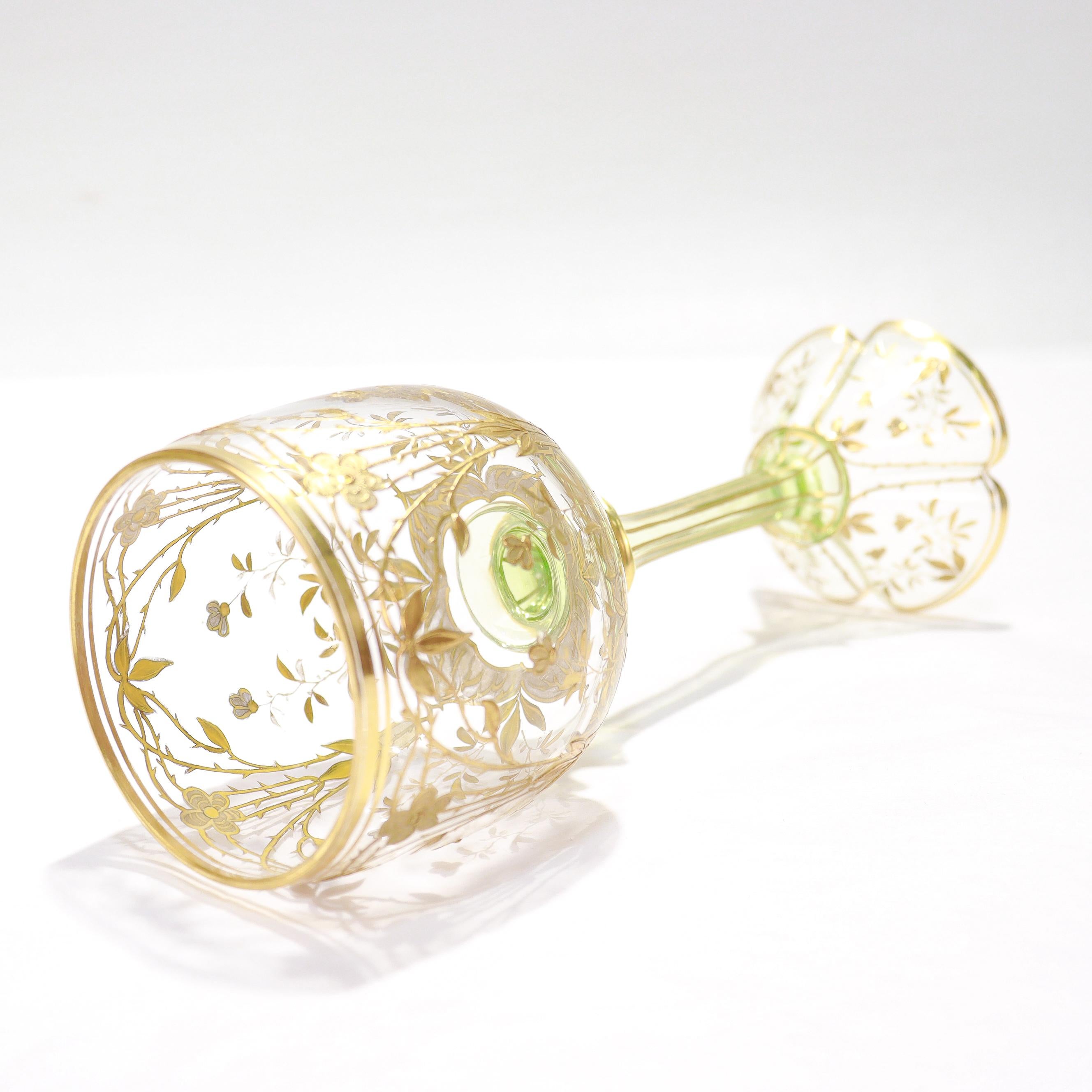 Ensemble de 6 gobelets à vin en verre transparent et vert de style Art nouveau allemand ou bohème en vente 10