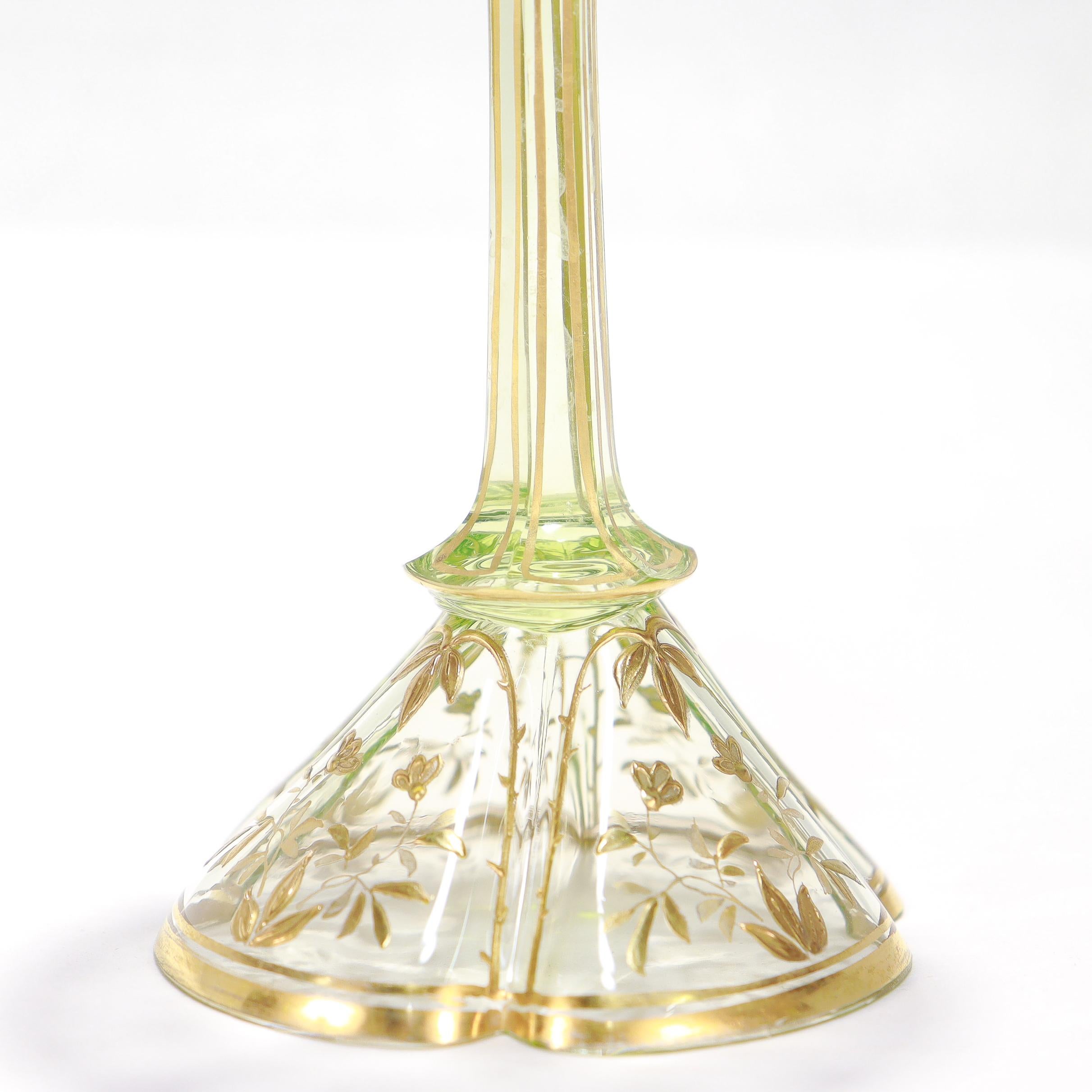 Ensemble de 6 gobelets à vin en verre transparent et vert de style Art nouveau allemand ou bohème en vente 12