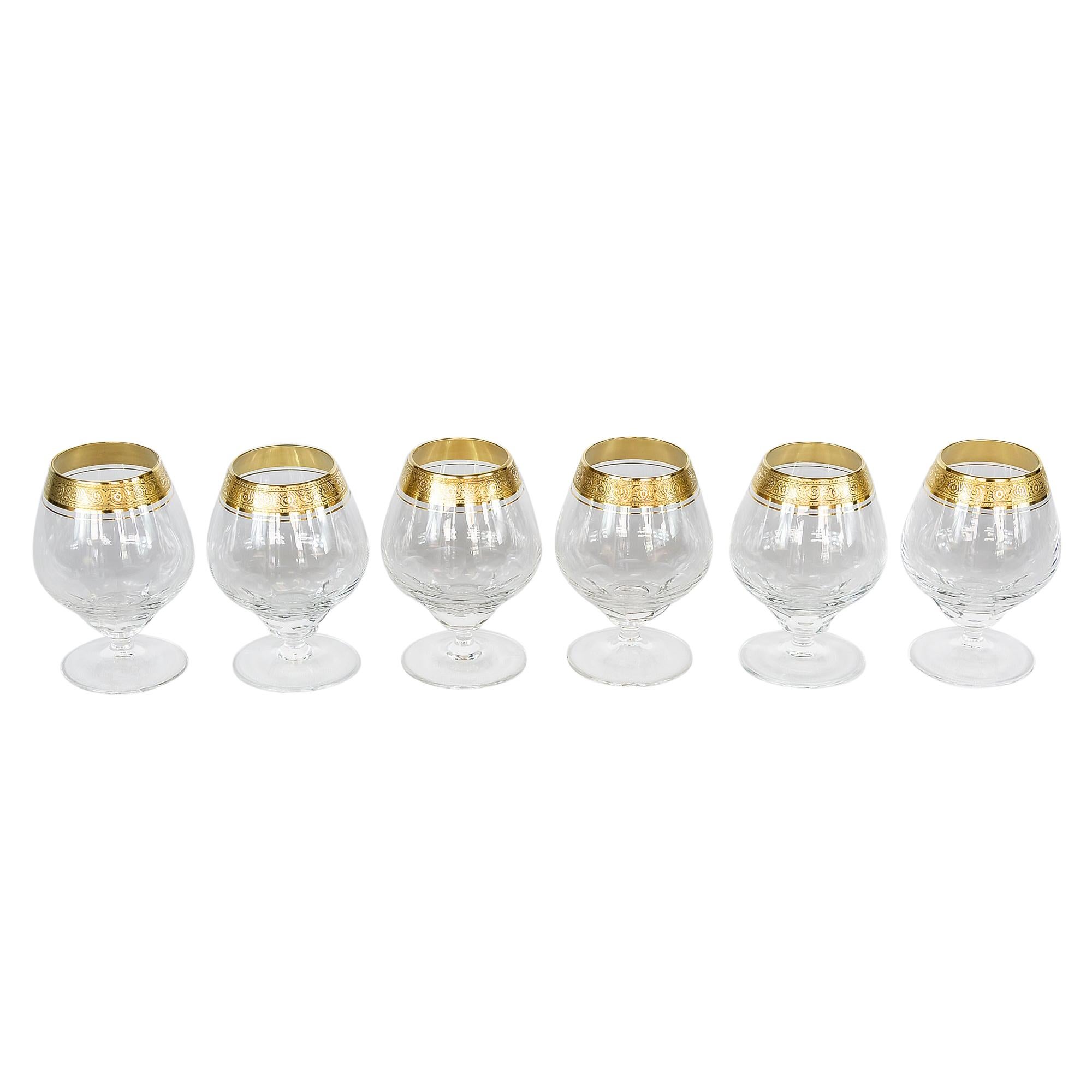 Set of 6 Gilt Glass Cognac Brandy Glasses Concord Collection by Theresiethal