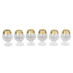 Retro Set of 6 Gilt Glass Cognac Brandy Glasses Concord Collection by Theresiethal