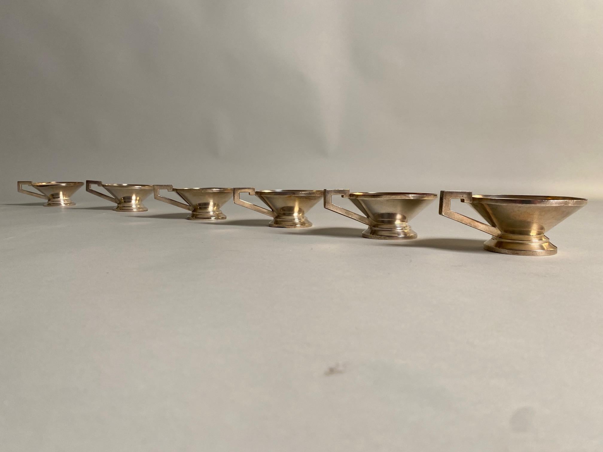 Italian Set of 6 Gio Ponti (Attributed.) Coffe Cups for Krupp, Milano, Art Déco 1930s For Sale