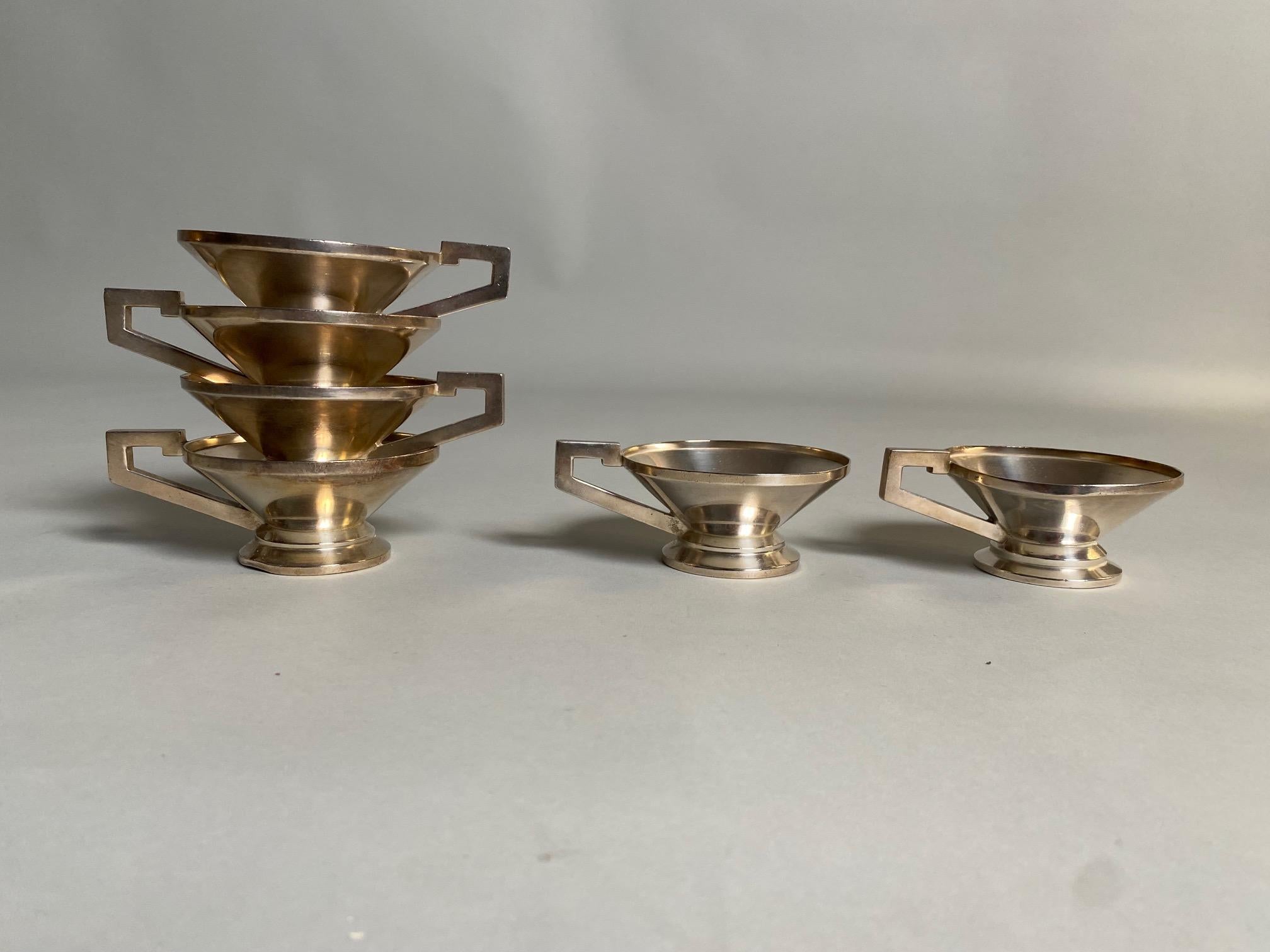 Set of 6 Gio Ponti (Attributed.) Coffe Cups for Krupp, Milano, Art Déco 1930s In Good Condition For Sale In Argelato, BO