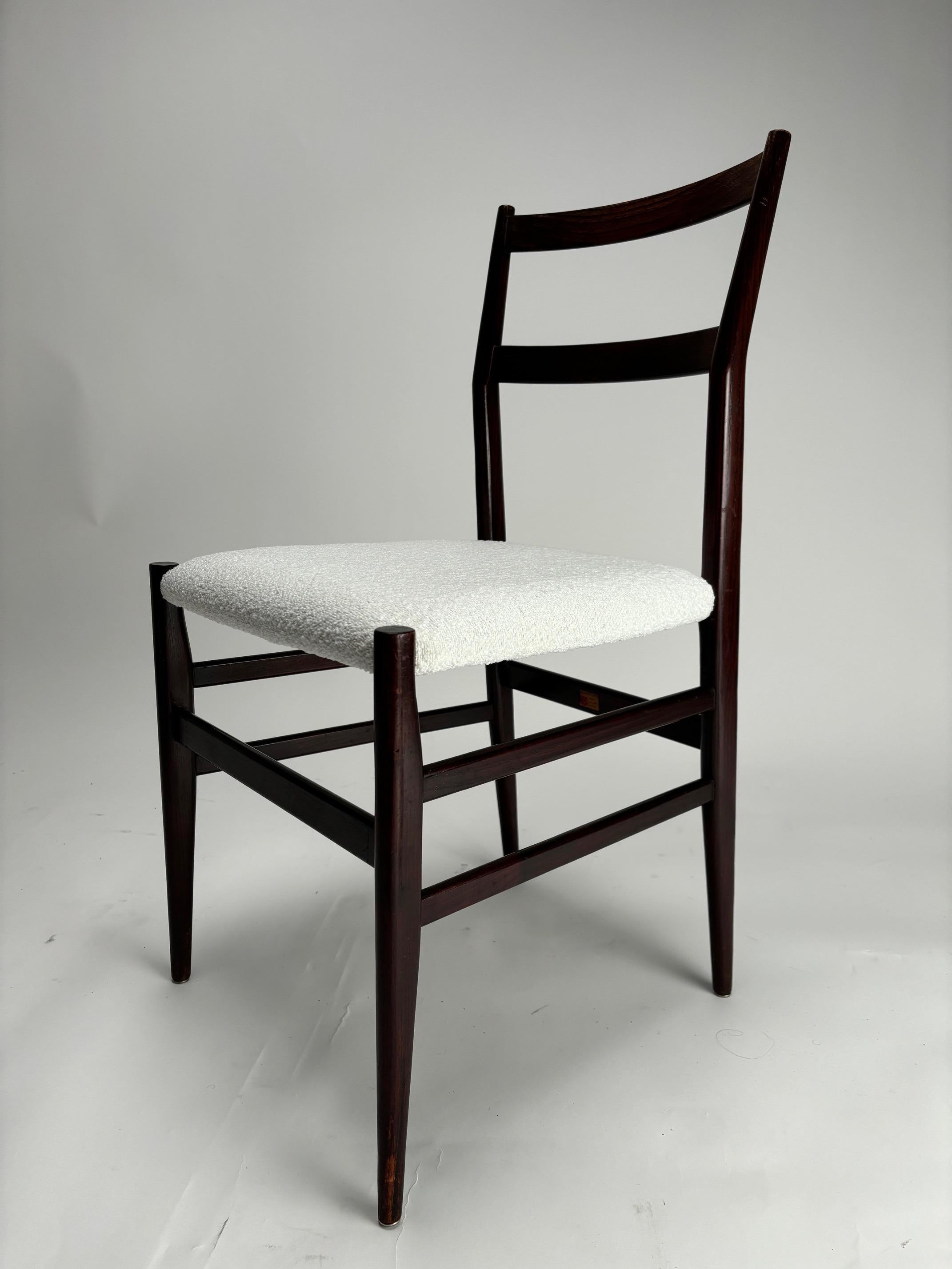 Mid-Century Modern Set of 6 Gio Ponti Leggera Model 646 Dining Chairs for Cassina, Italy, 1950s For Sale
