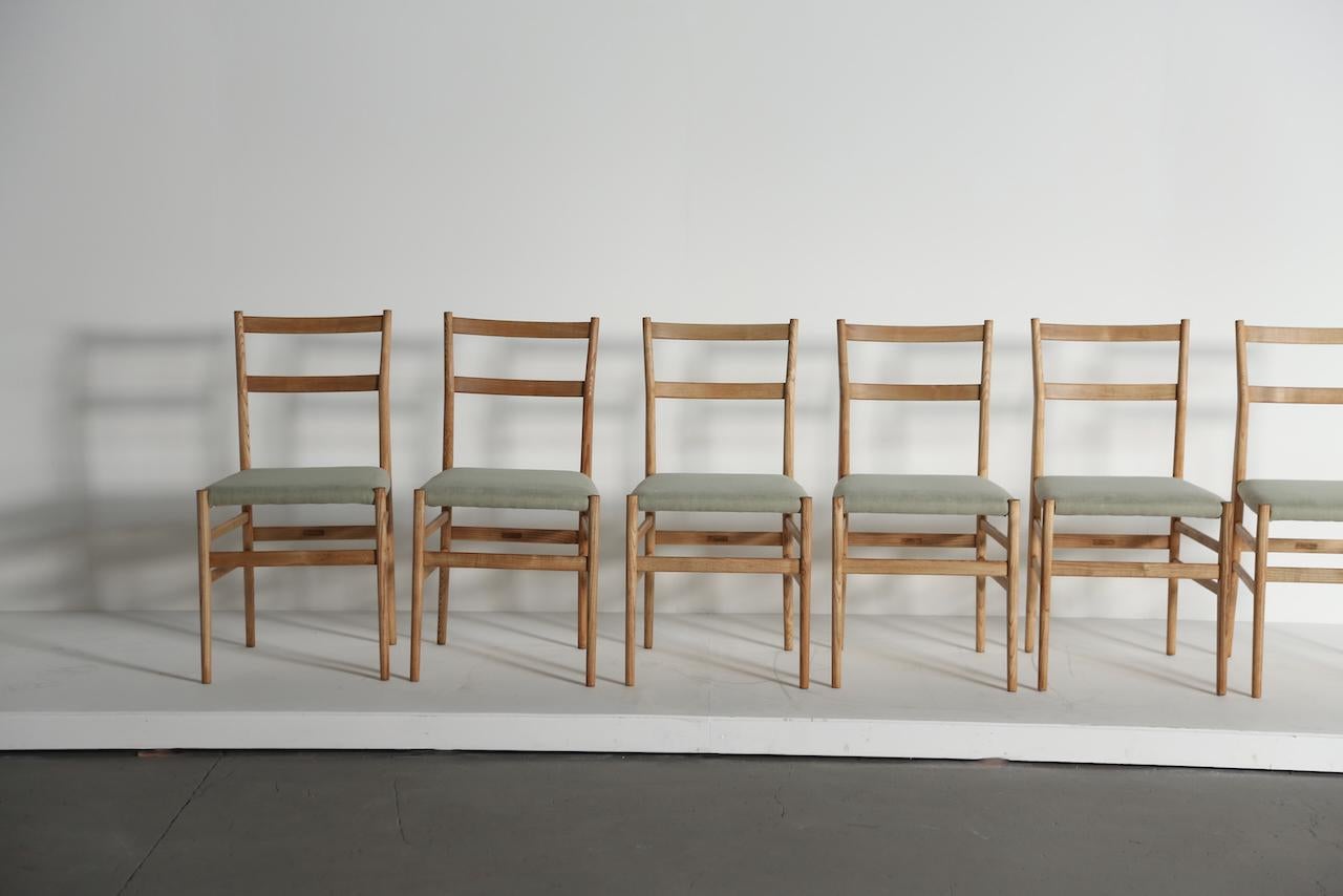 Italian Set of 6 Gio Ponti Leggera Model 646 Dining Chairs for Cassina, Italy, 1950s For Sale