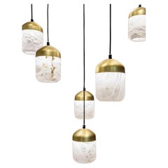 6er-Set Glans Pendelleuchten von United Alabaster