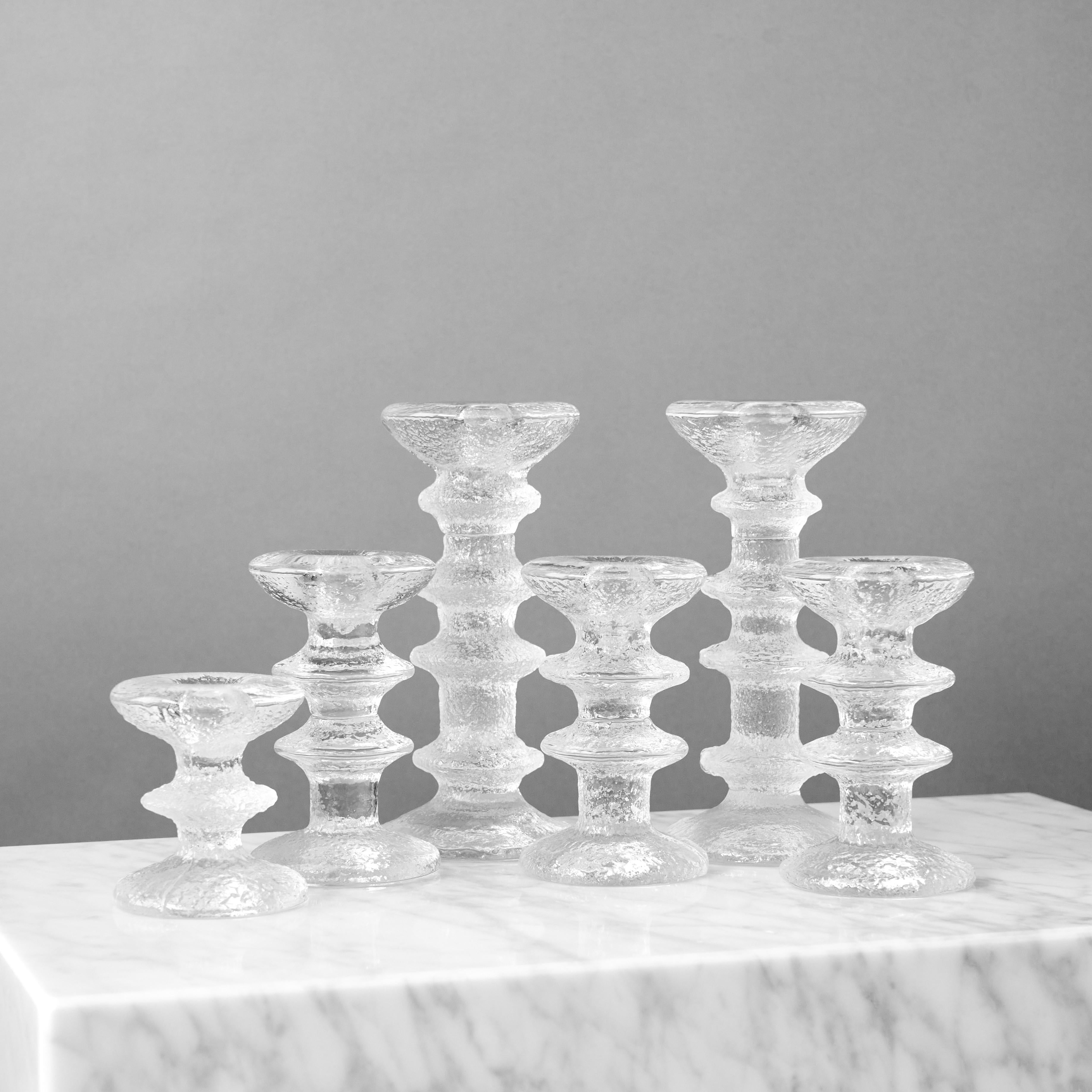 Satz von 6 Glas-Leuchtern 'Festivo' von Timo Sarpaneva, Iittala, Finnland, 1960er Jahre (Finnisch) im Angebot