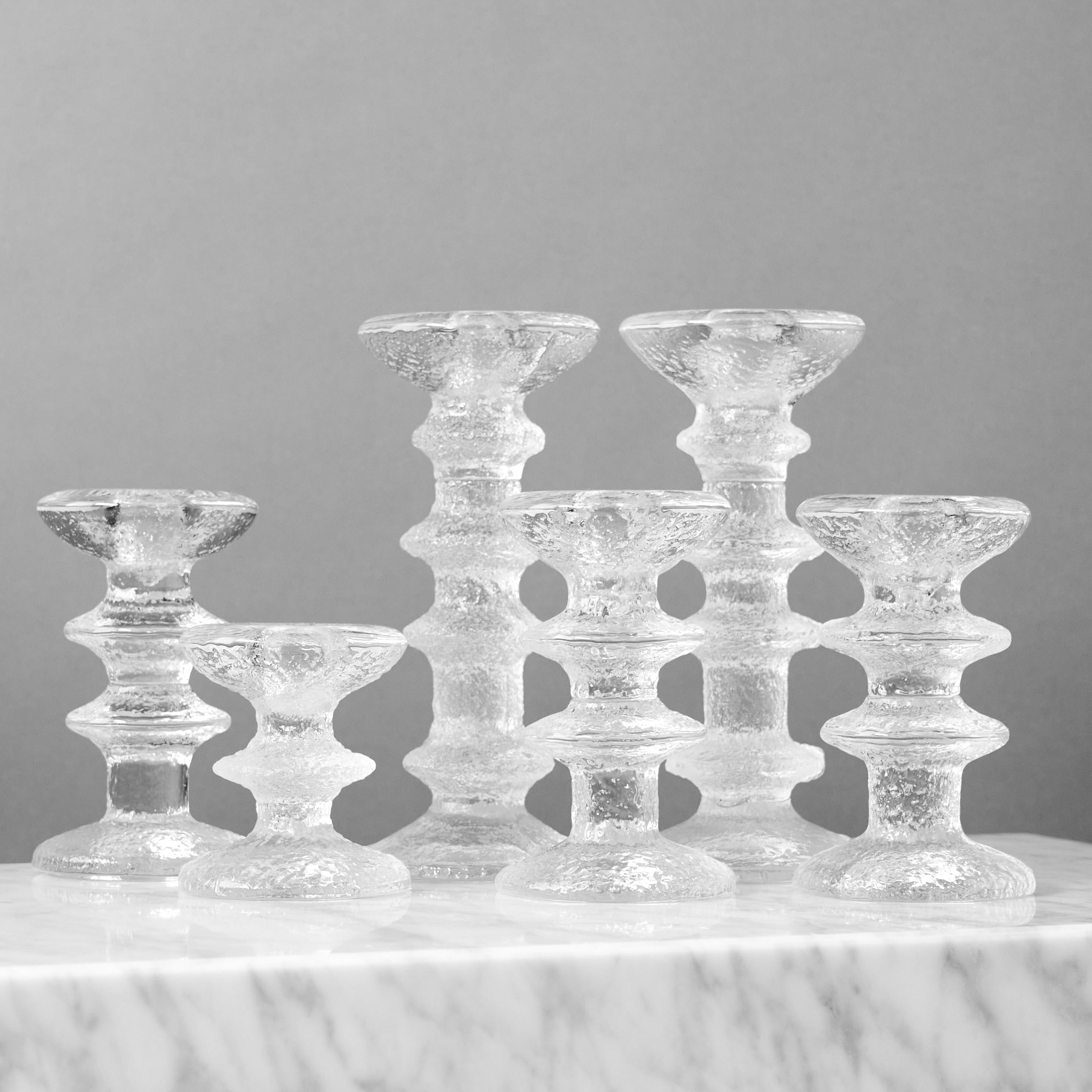 Satz von 6 Glas-Leuchtern 'Festivo' von Timo Sarpaneva, Iittala, Finnland, 1960er Jahre im Zustand „Gut“ im Angebot in Malmö, SE