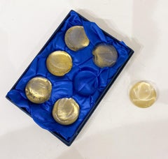 set of 6 glass pebbles cutlery holders in murano glass encrusted with gold