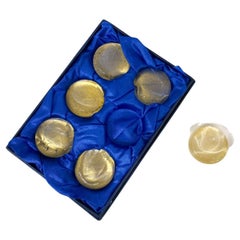 set of 6 glass pebbles cutlery holders in murano glass encrusted with gold