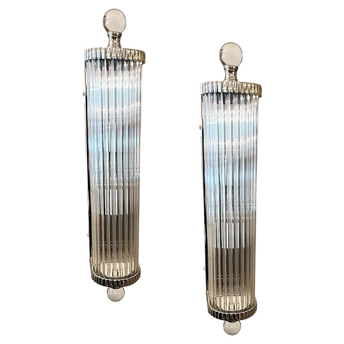 Set of 6 Glass Rod Sconces, Sold per Pair