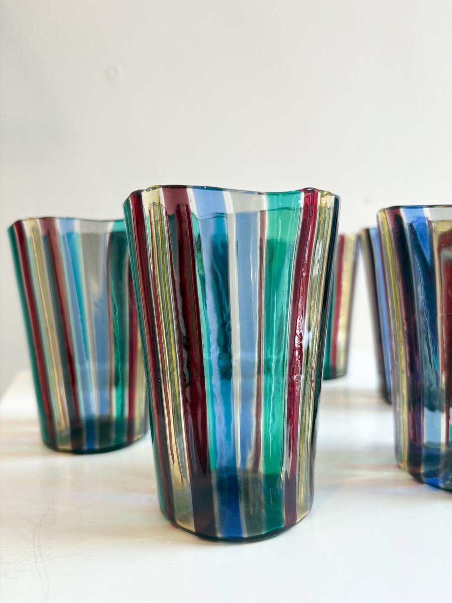 italien Set of 6 Glasses and Pitcher by Gio Ponti for Venini, Italy, 1959 en vente