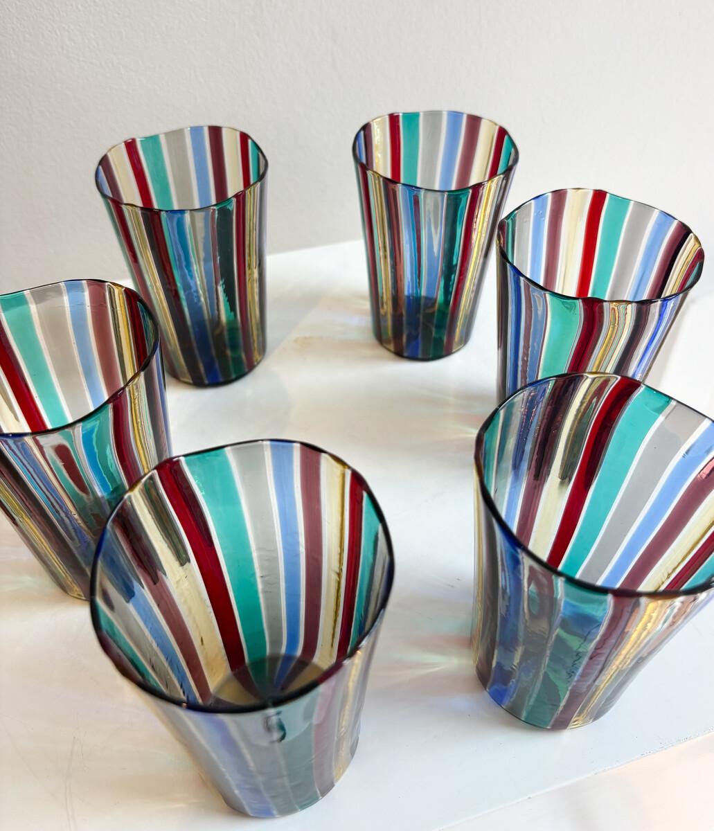 Set of 6 Glasses and Pitcher by Gio Ponti for Venini, Italy, 1959 Bon état - En vente à Brussels, BE