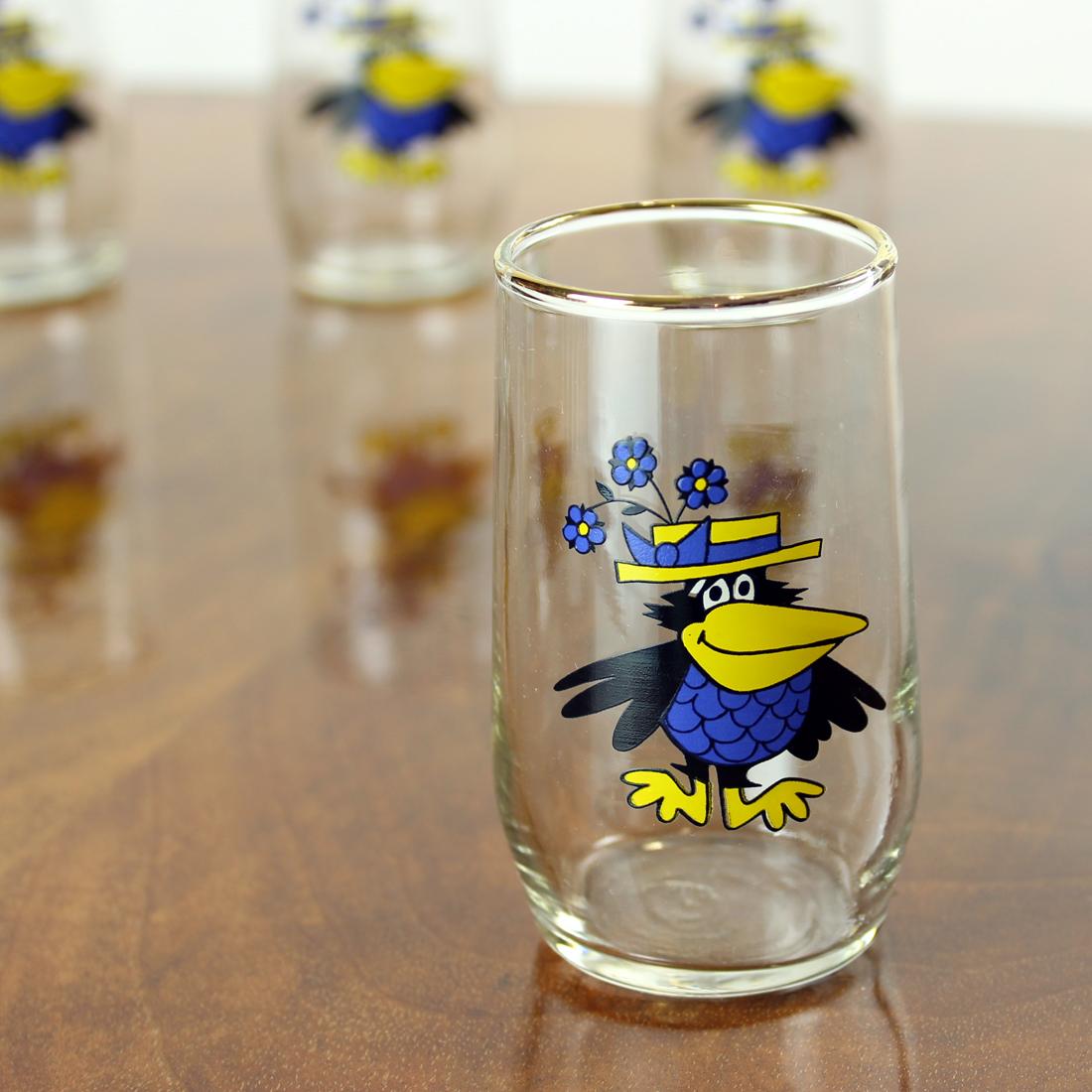 Mid-20th Century Set of 6 Glasses with Pring and Gold, Czechoslovakia, 1960s For Sale