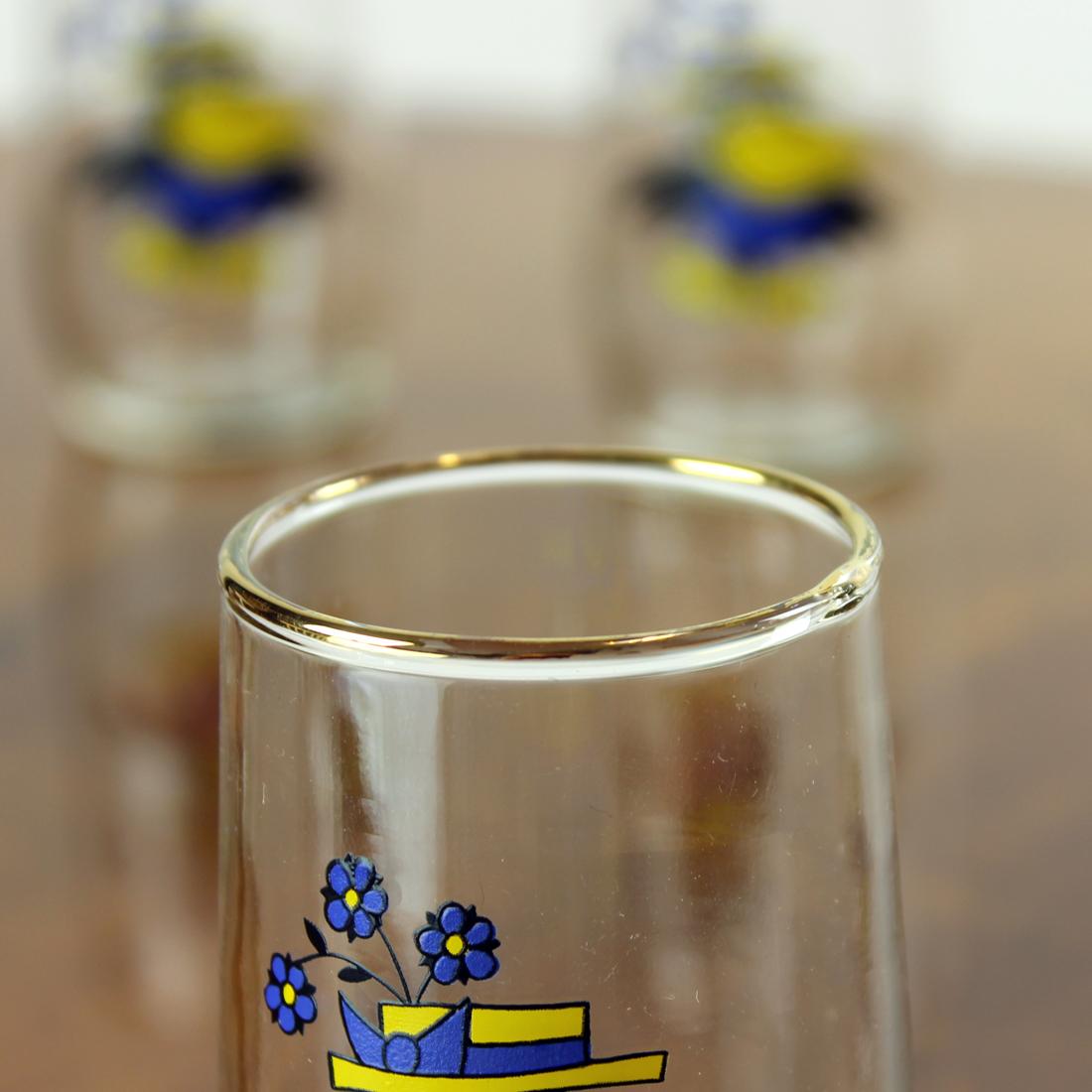Set of 6 Glasses with Pring and Gold, Czechoslovakia, 1960s For Sale 1