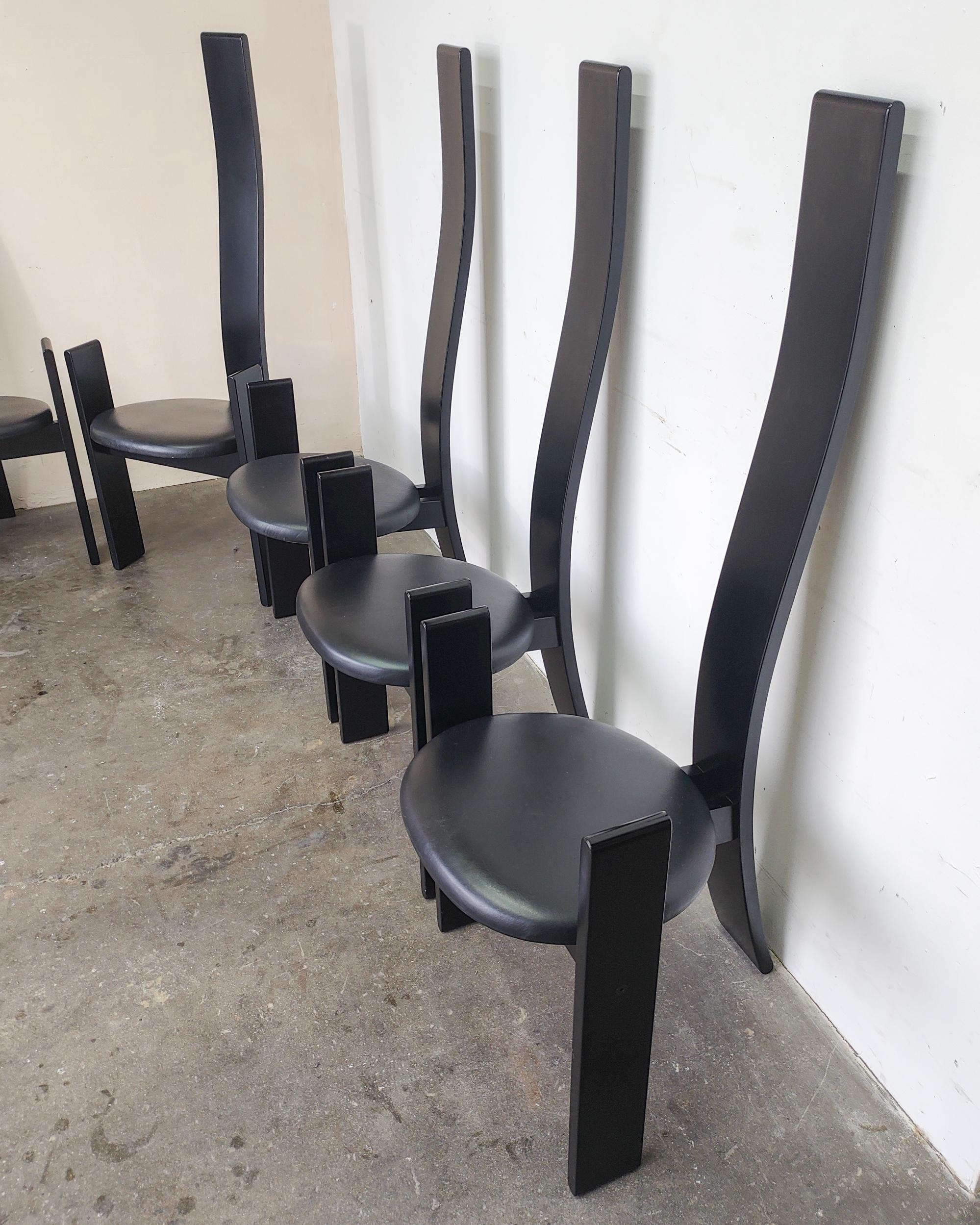 Italian Set of 6 Golem Dining Chairs by Vico Magistretti for Poggi, 1960s