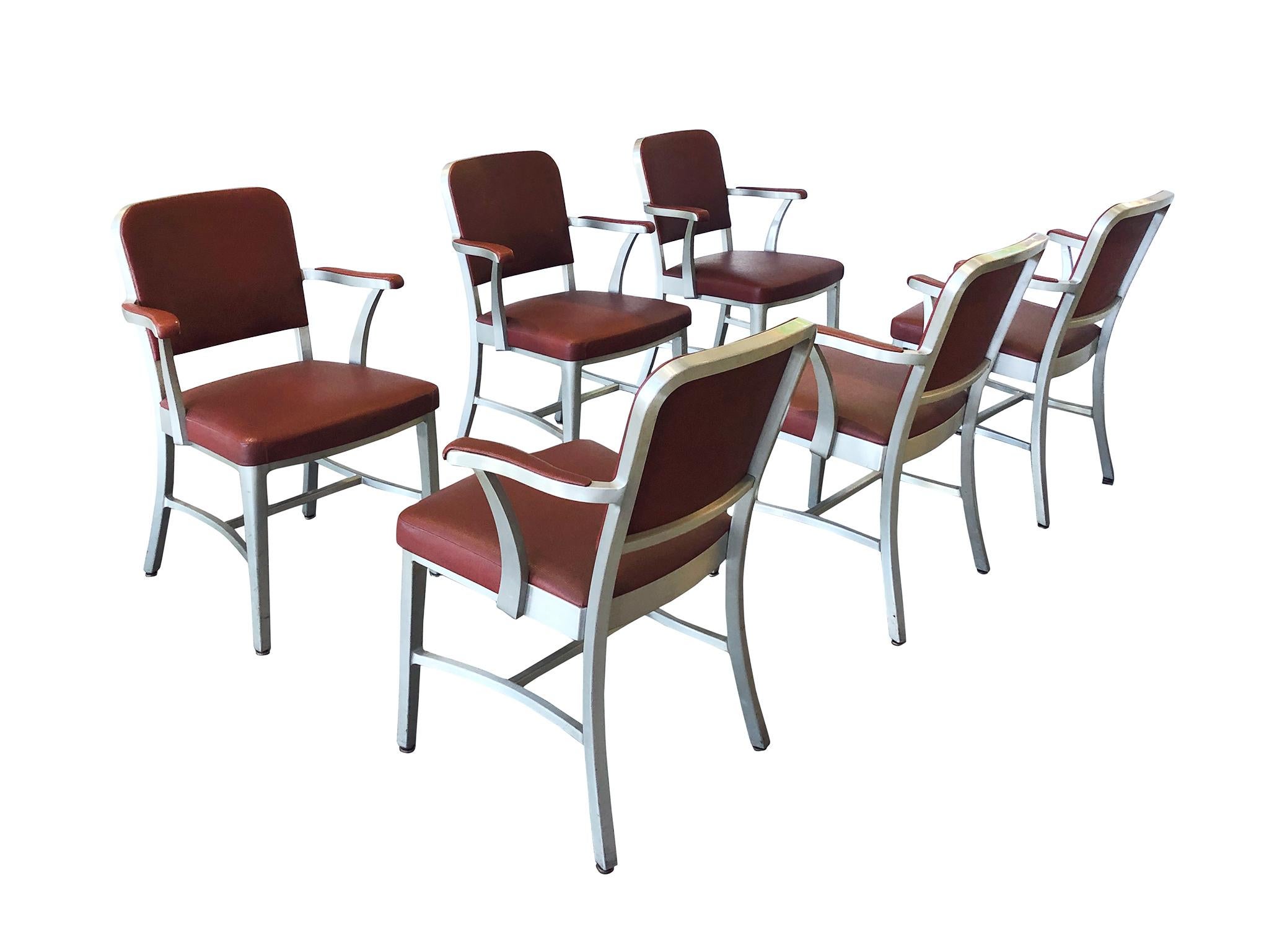 Mid-Century Modern Set of 6 GoodForm Aluminum Armchairs by the General Fireproofing Co.