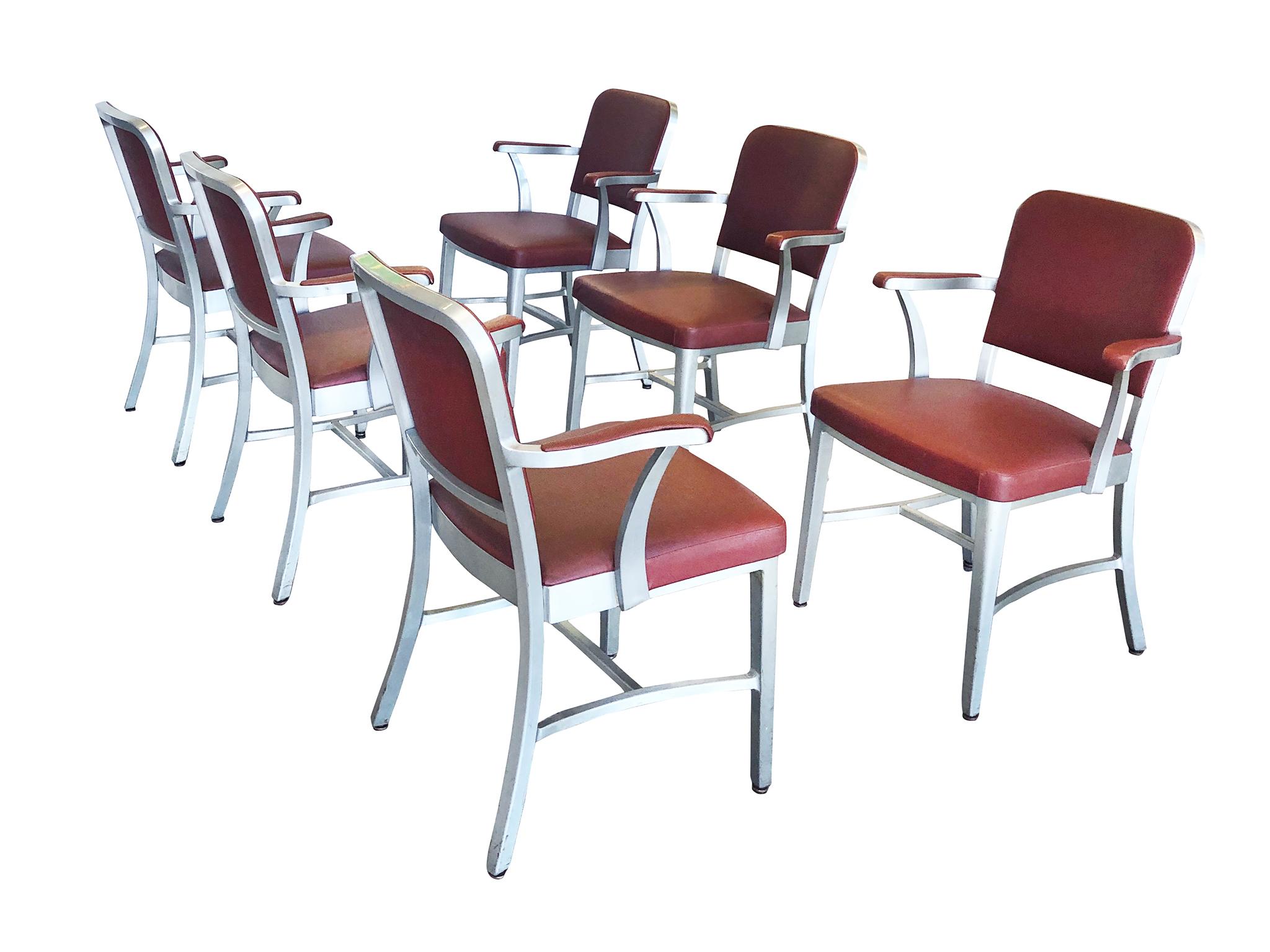 American Set of 6 GoodForm Aluminum Armchairs by the General Fireproofing Co.