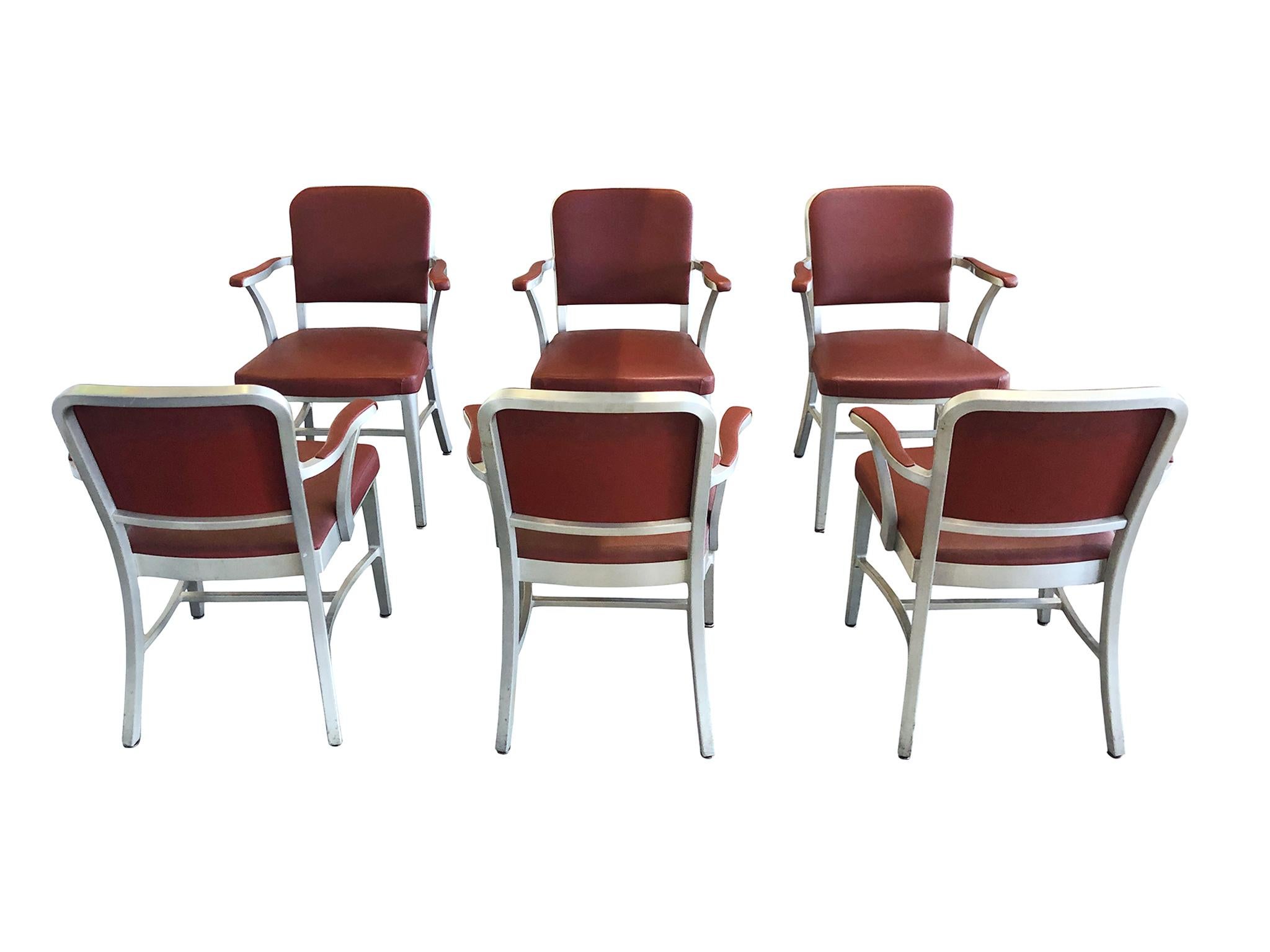 Set of 6 GoodForm Aluminum Armchairs by the General Fireproofing Co. In Good Condition In New York, NY