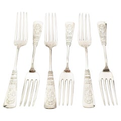 Set of 6 Gorham Fontainebleau Sterling Silver Forks