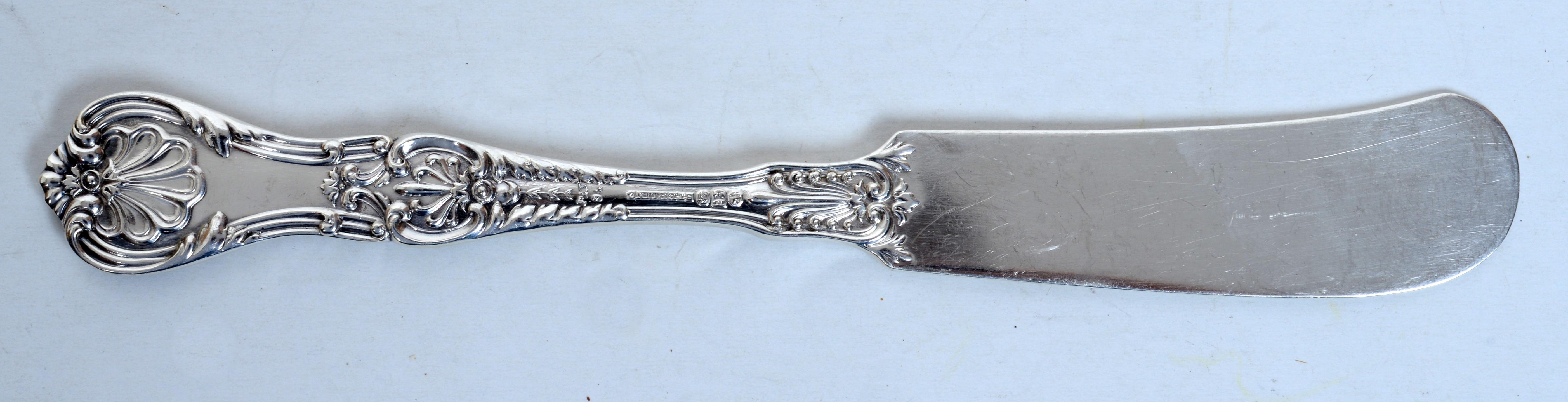 Satz von 6 Gorham King George Sterling Silber flachen, massiven Griff Butterspreizer. Das Gorham 