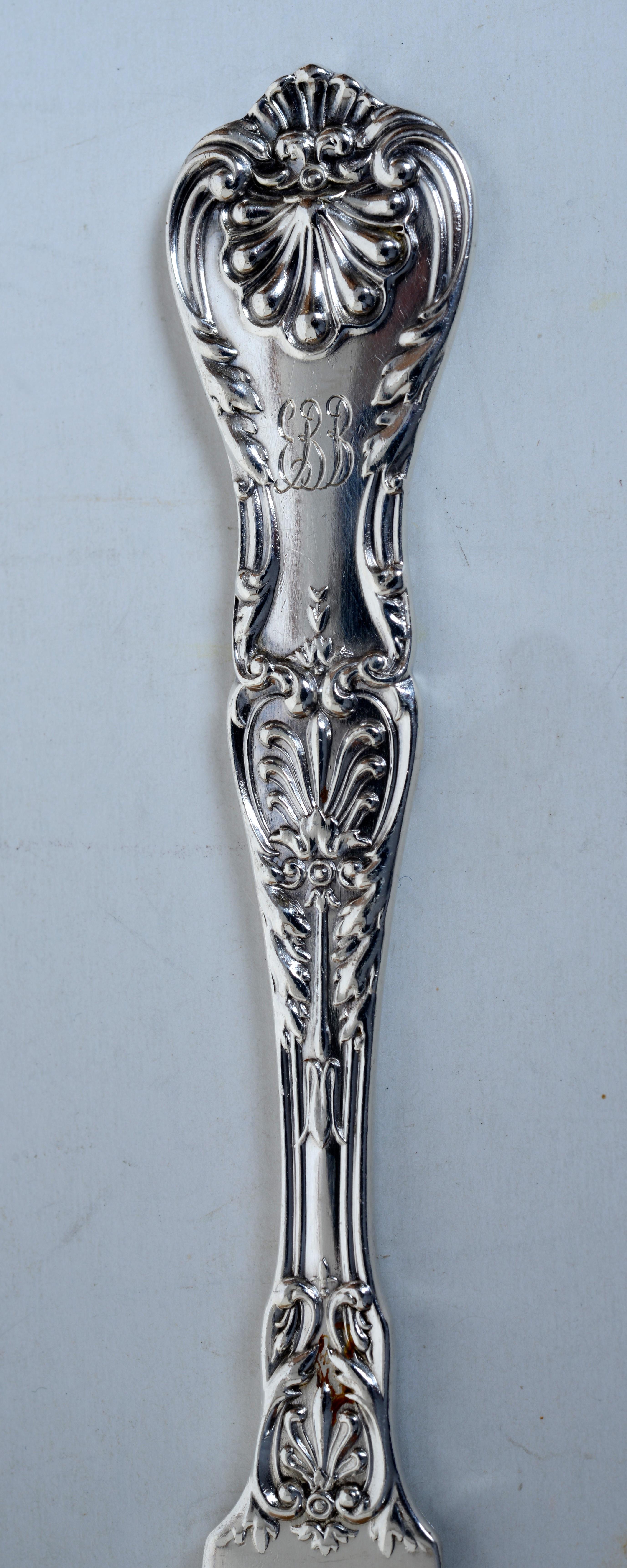 Satz von 6 Gorham King George Sterling Silber flache, massive Griff Butterspachtel im Zustand „Gut“ im Angebot in valatie, NY