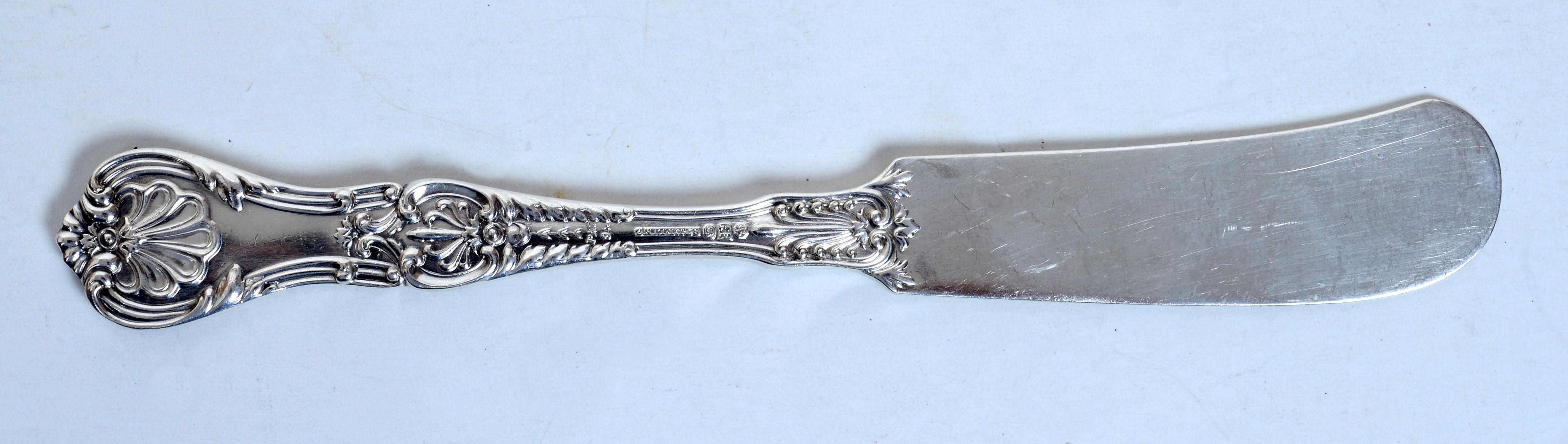 Satz von 6 Gorham King George Sterling Silber flache, massive Griff Butterspachtel im Angebot 1