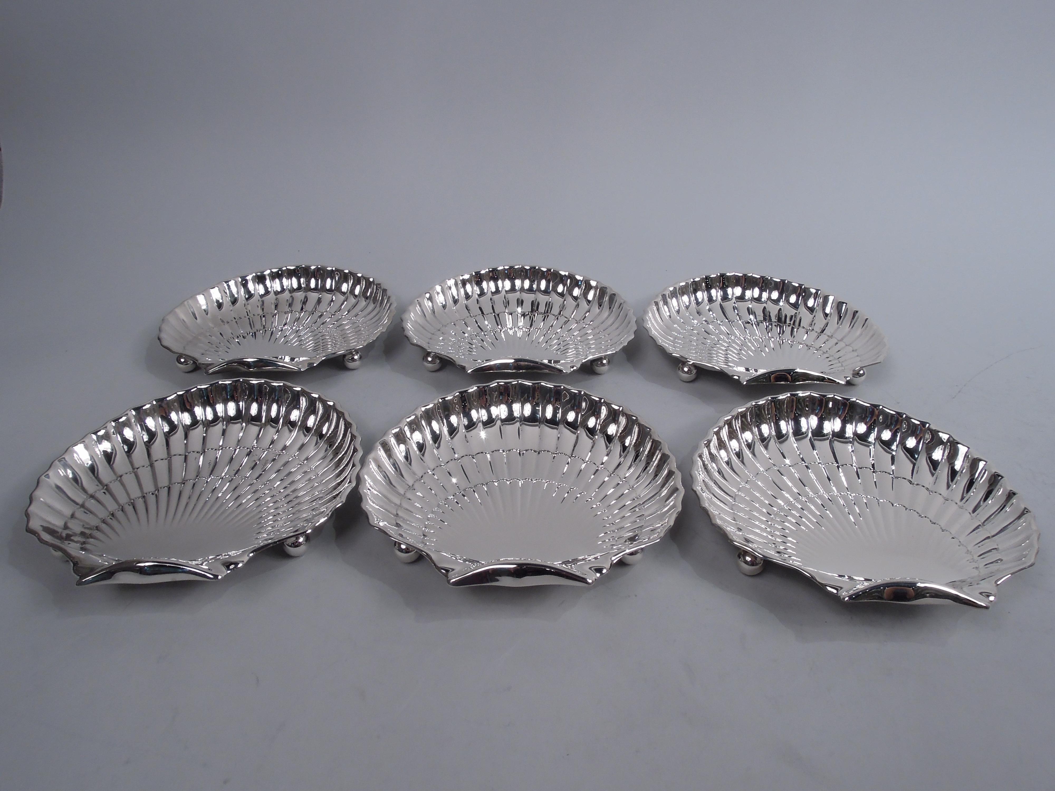 Set of 6 Gorham Midcentury Modern Scallop Shell Seafood Dishes For Sale ...