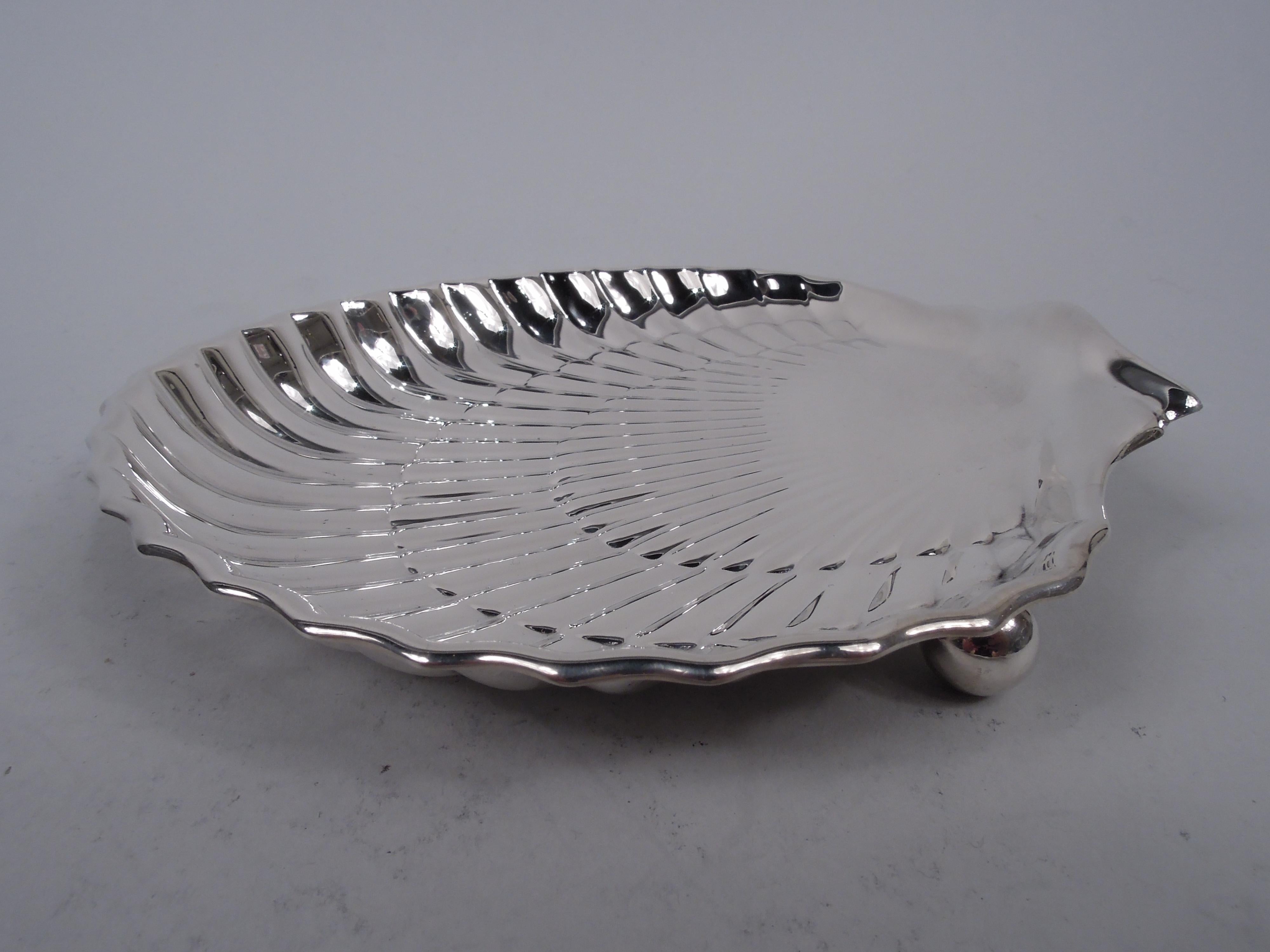 Sterling Silver Set of 6 Gorham Midcentury Modern Scallop Shell Seafood Dishes For Sale