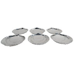 Set of 6 Gorham Sterling Silver Scallop Shell Seafood Plates