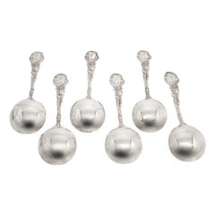 Set of 6 Gorham Versailles Sterling Round Bowl Soup Bouillon Spoons W/ Monogram