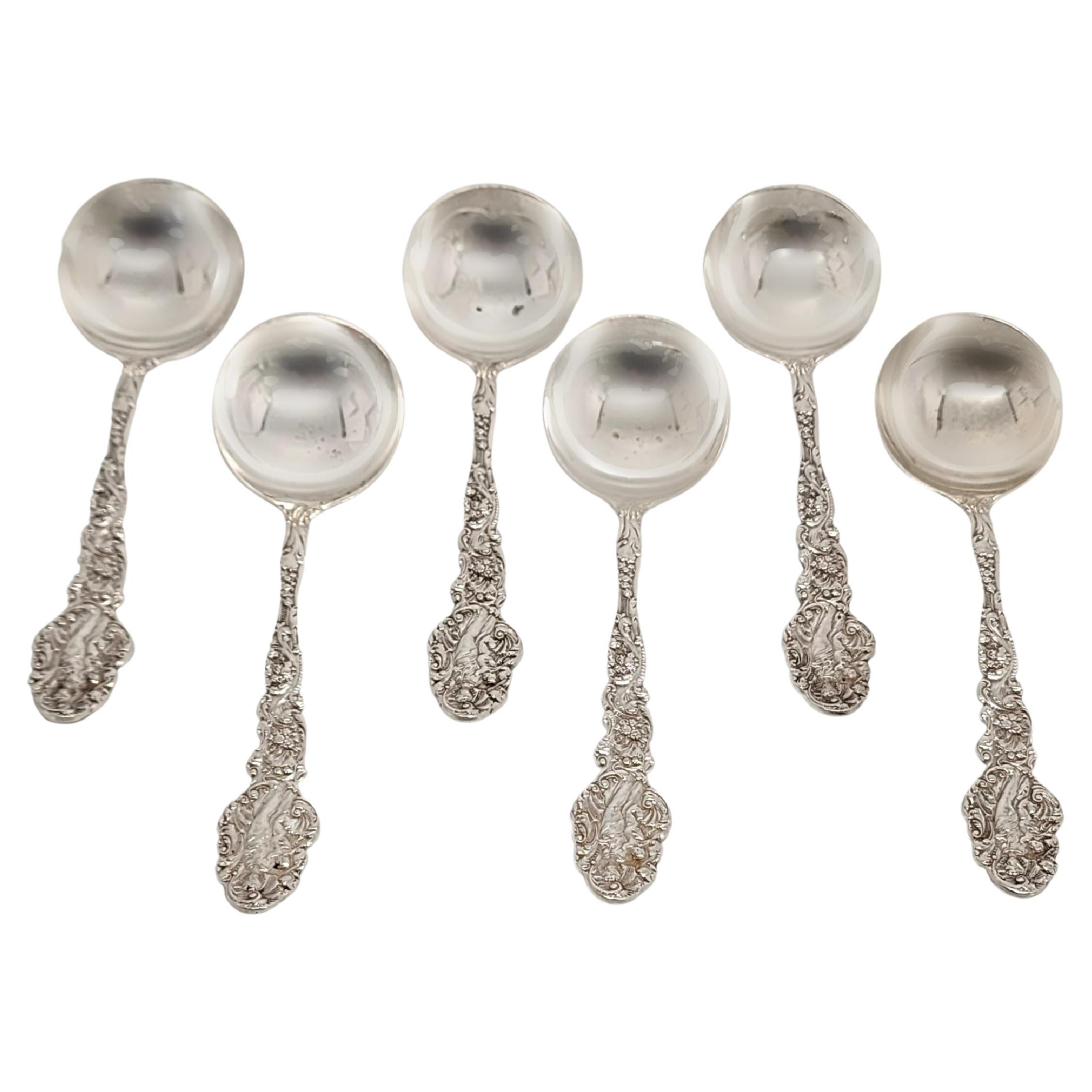 Set of 6 Gorham Versailles Sterling Round Bowl Soup Bouillon Spoons W/ Monogram