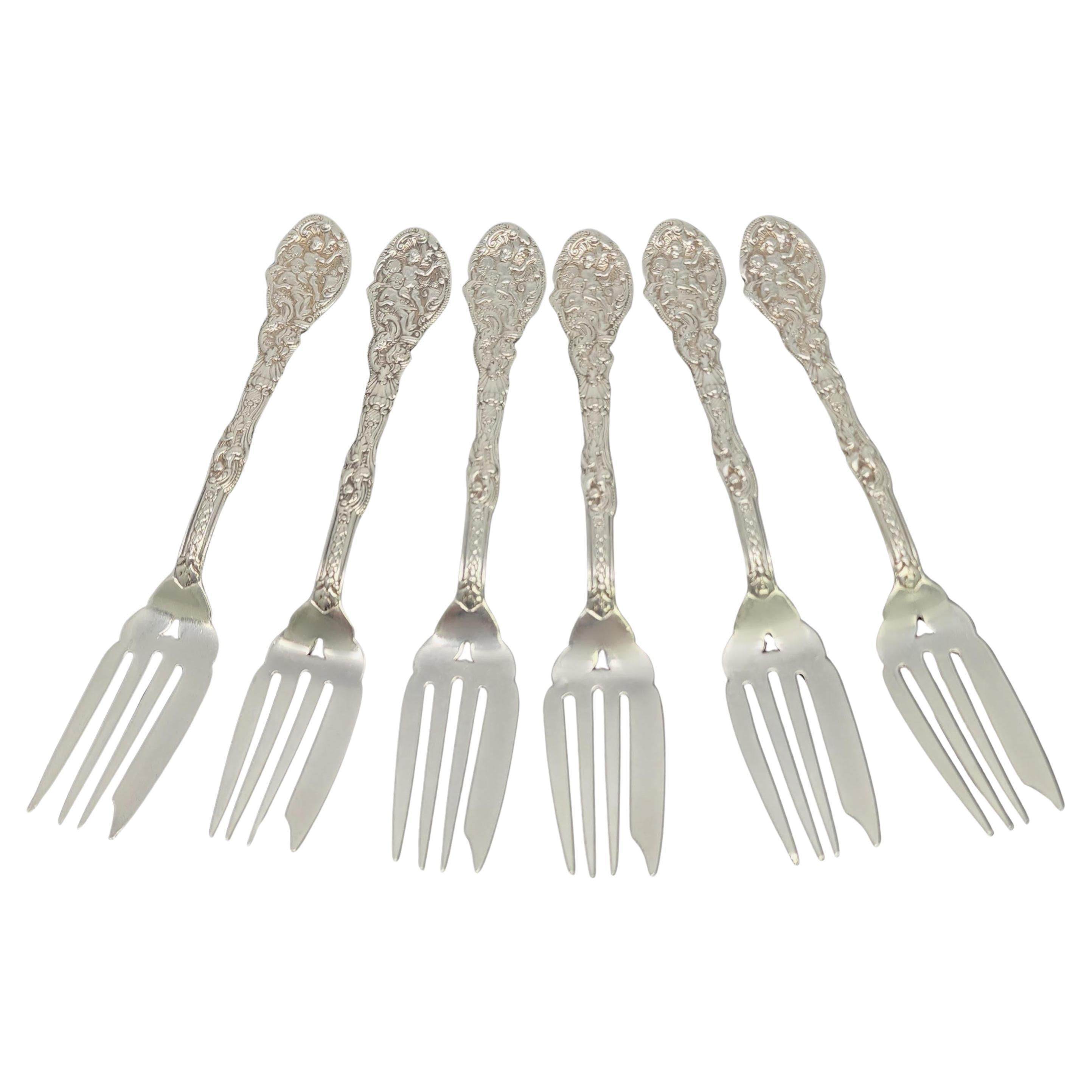 Set of 6 Gorham Versailles Sterling Silver Pastry Forks 6" w/Mono #17144